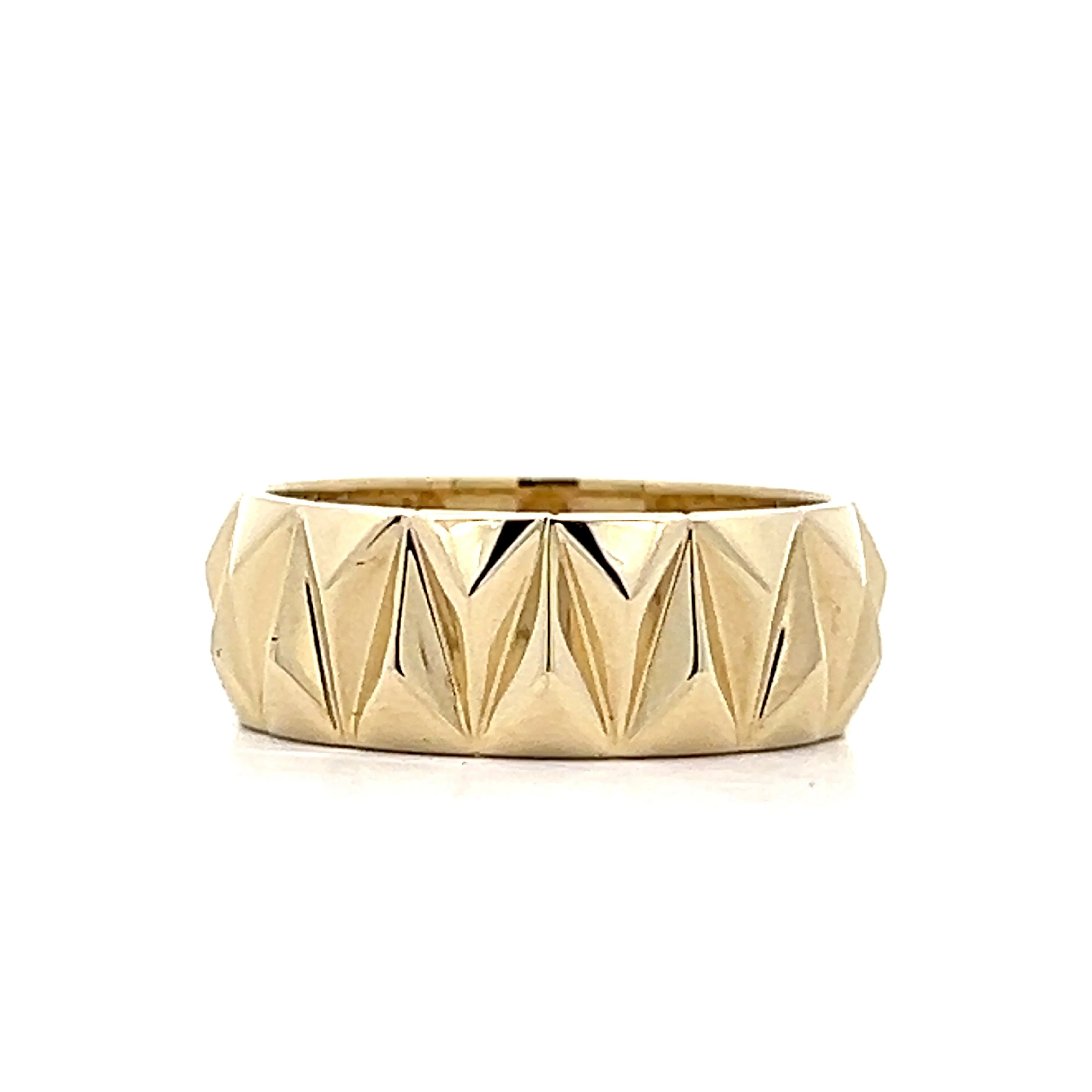 7mm Vintage Inspired Triangular Geometric Band in 14k - Image 3
