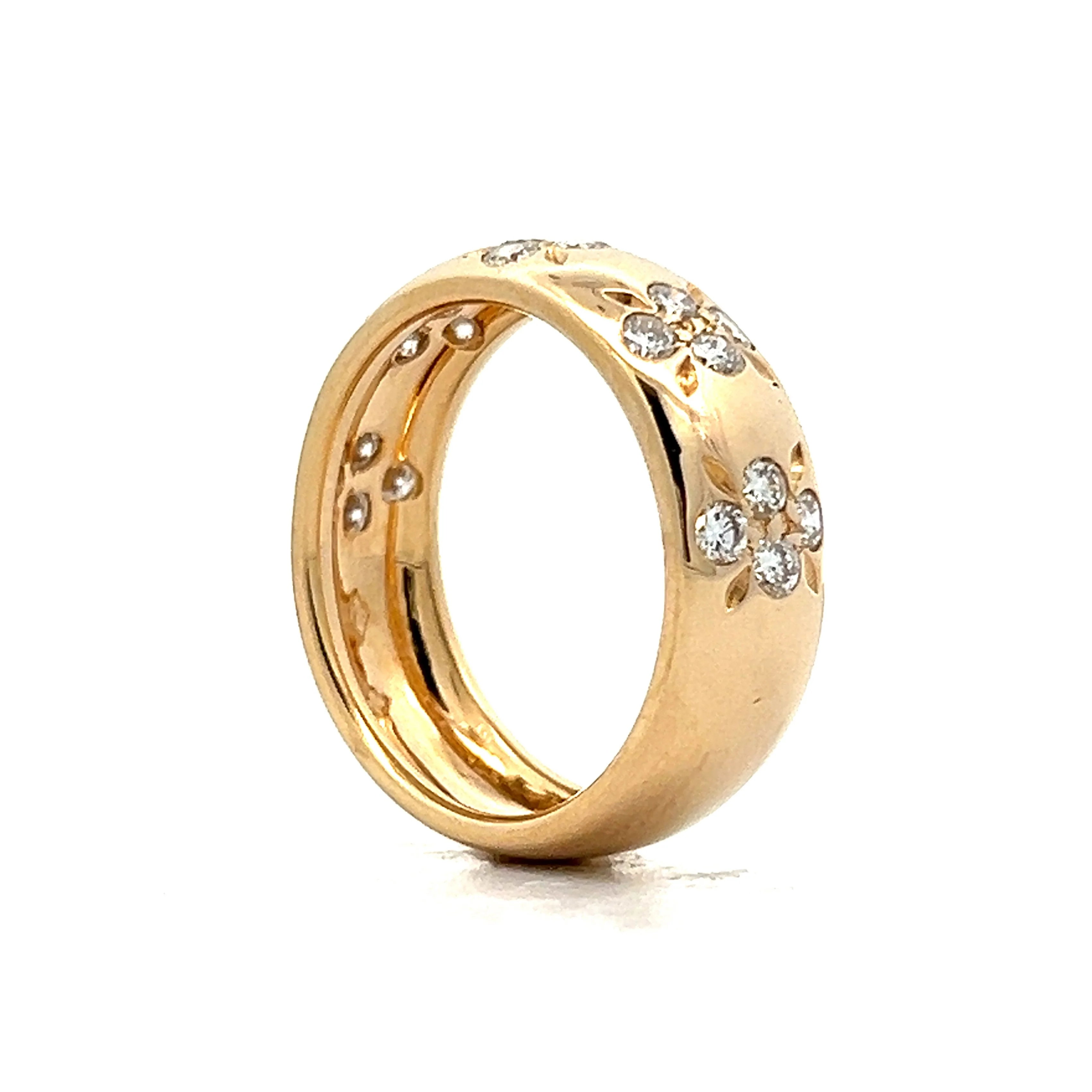 7mm Wide Diamond Floral Band in 14k Yellow Gold - Image 5