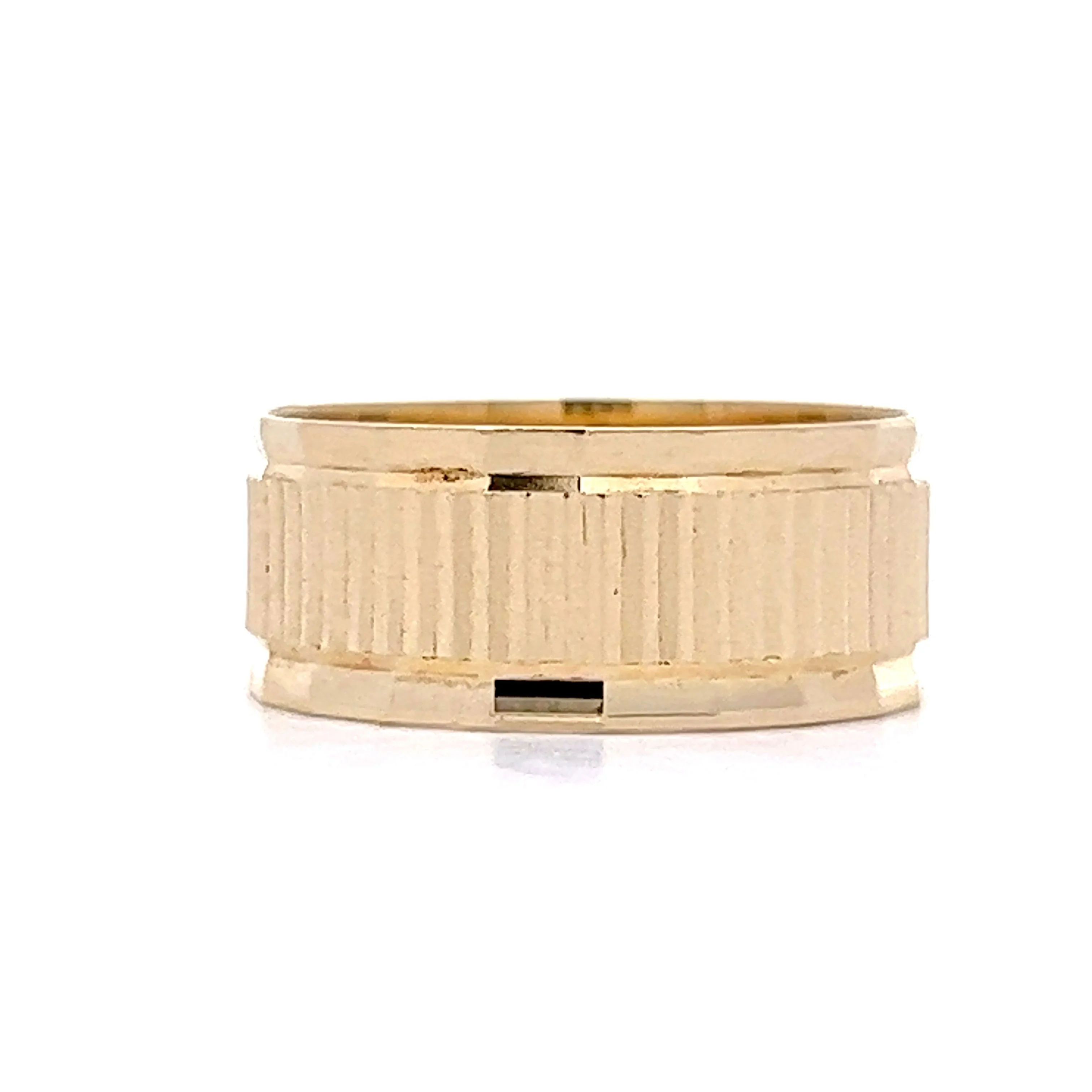 7mm Wide Textured Stacking Band in 14k Yellow Gold - Image 2