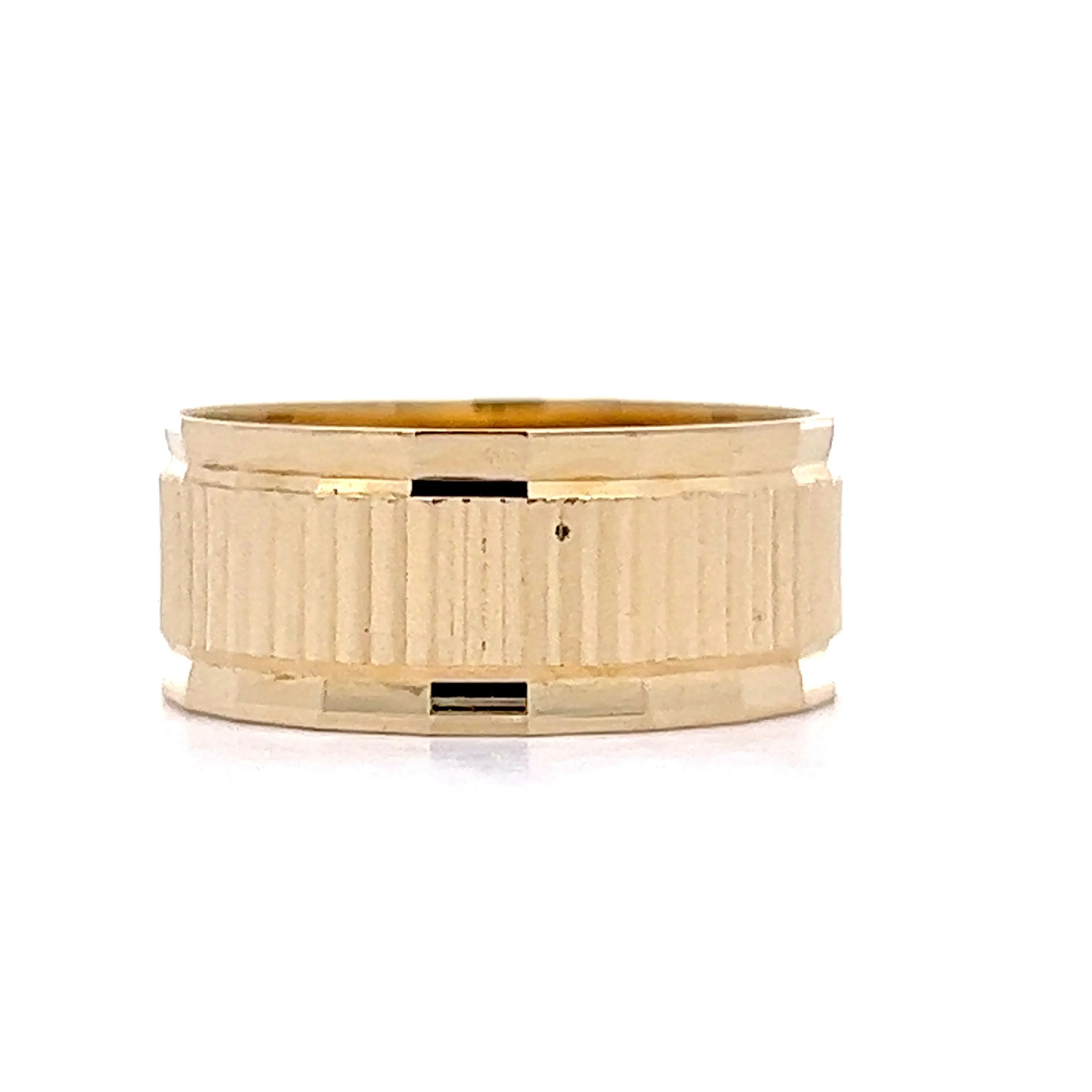 7mm Wide Textured Stacking Band in 14k Yellow Gold - Image 3