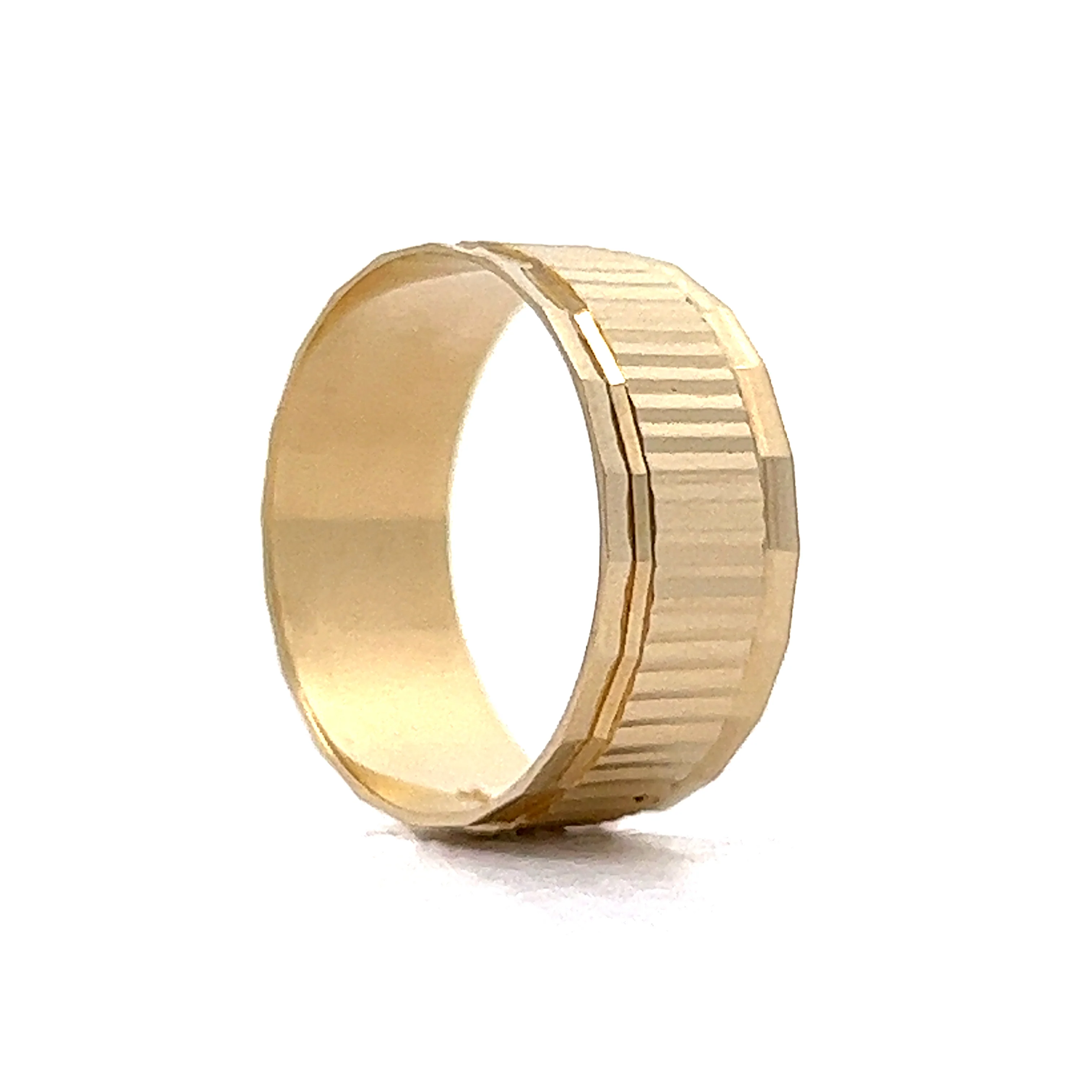 7mm Wide Textured Stacking Band in 14k Yellow Gold - Image 5