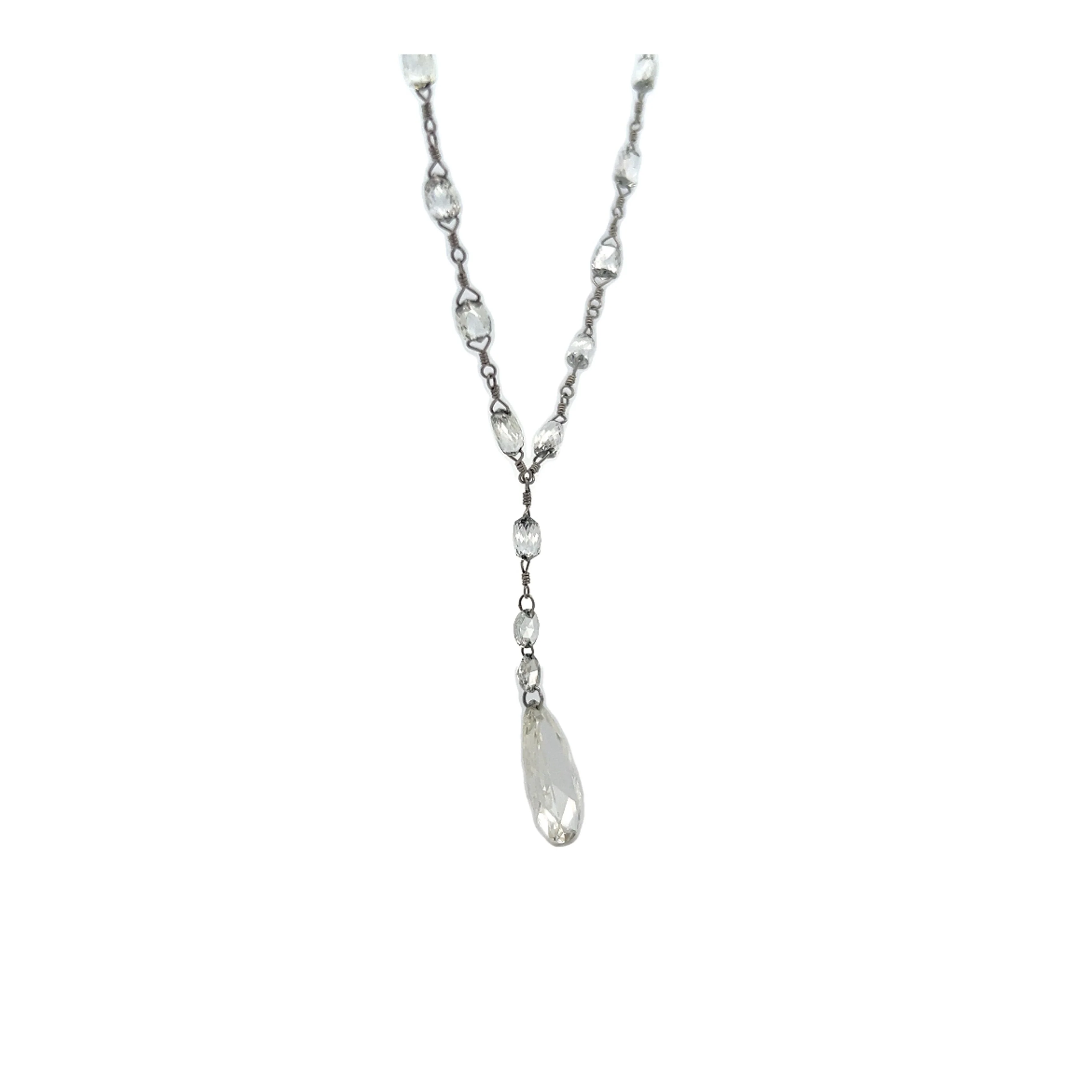 8.09 Pear Shaped Rose Cut Diamond Necklace in Platinum - Image 2