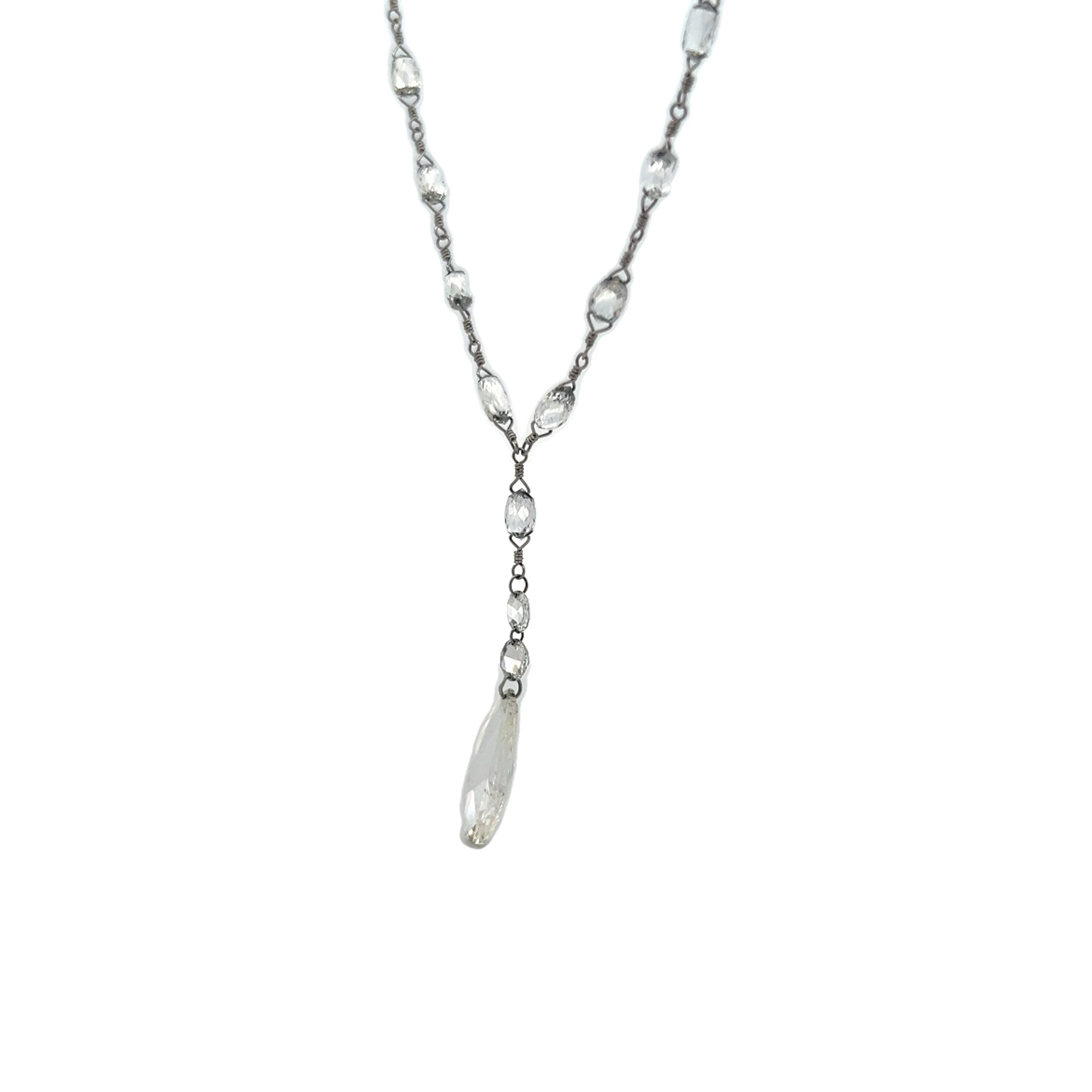 8.09 Pear Shaped Rose Cut Diamond Necklace in Platinum - Image 3