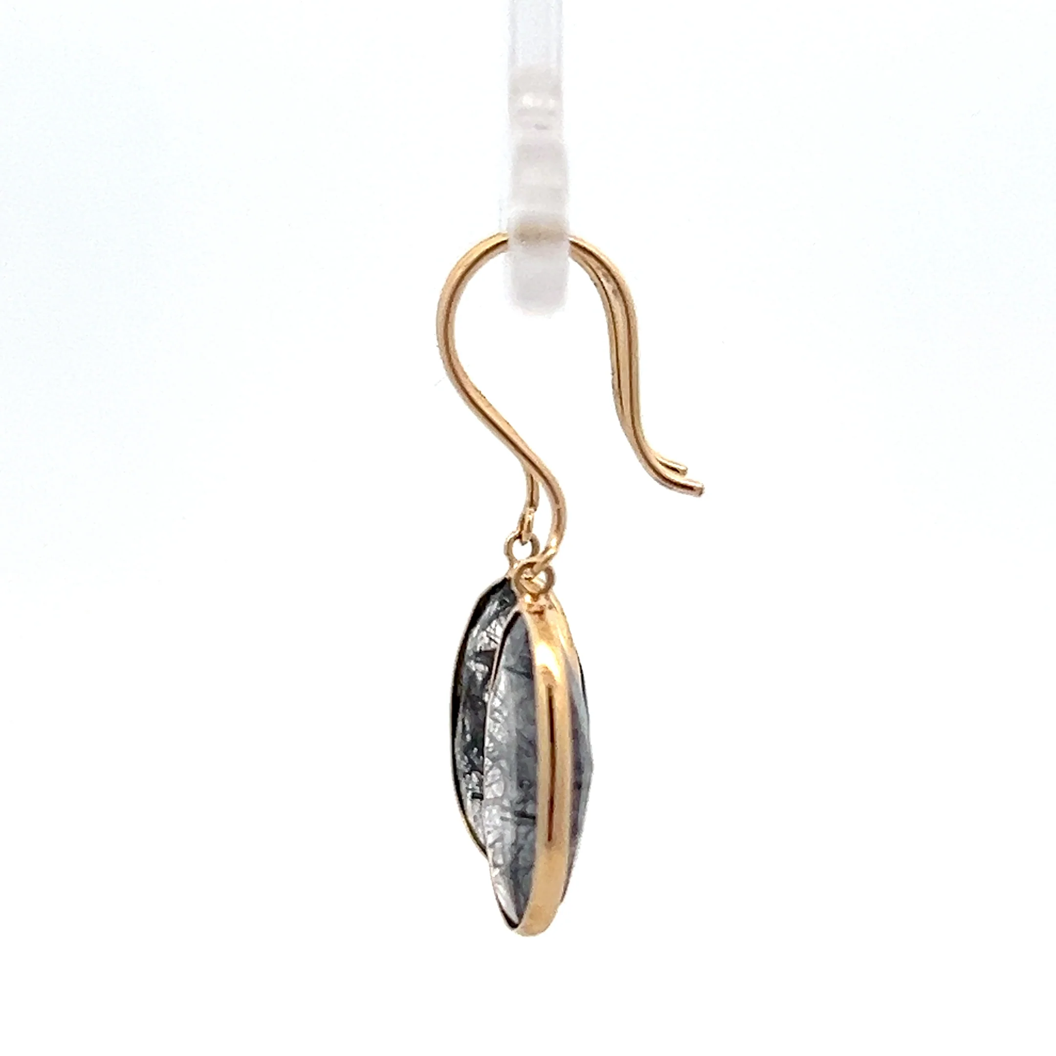 8.20 Tourmalinated Quartz Drop Earrings 14k Yellow Gold - Image 2