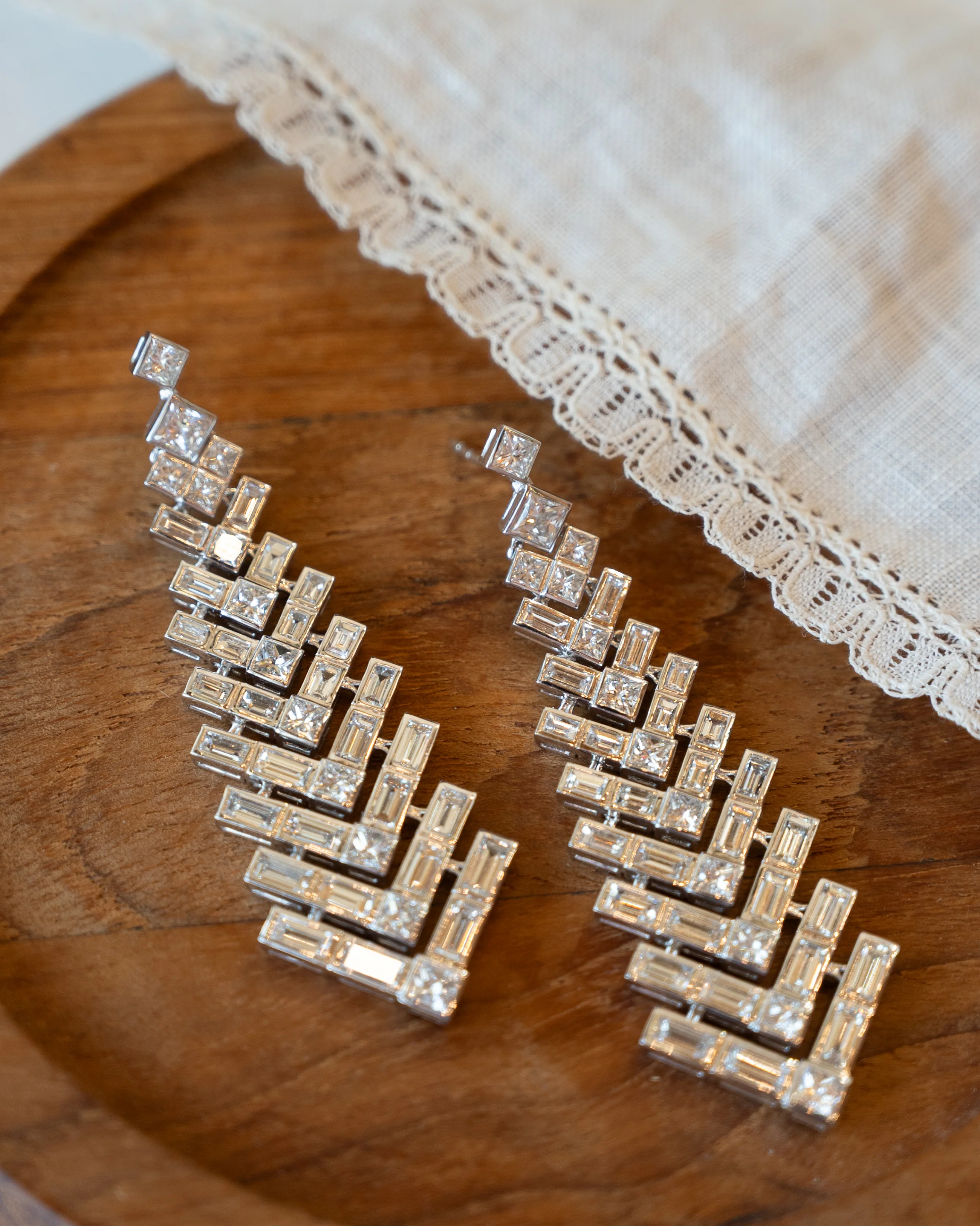 8.27 Lugano Chevron Diamond Drop Earrings 18k - Image 4