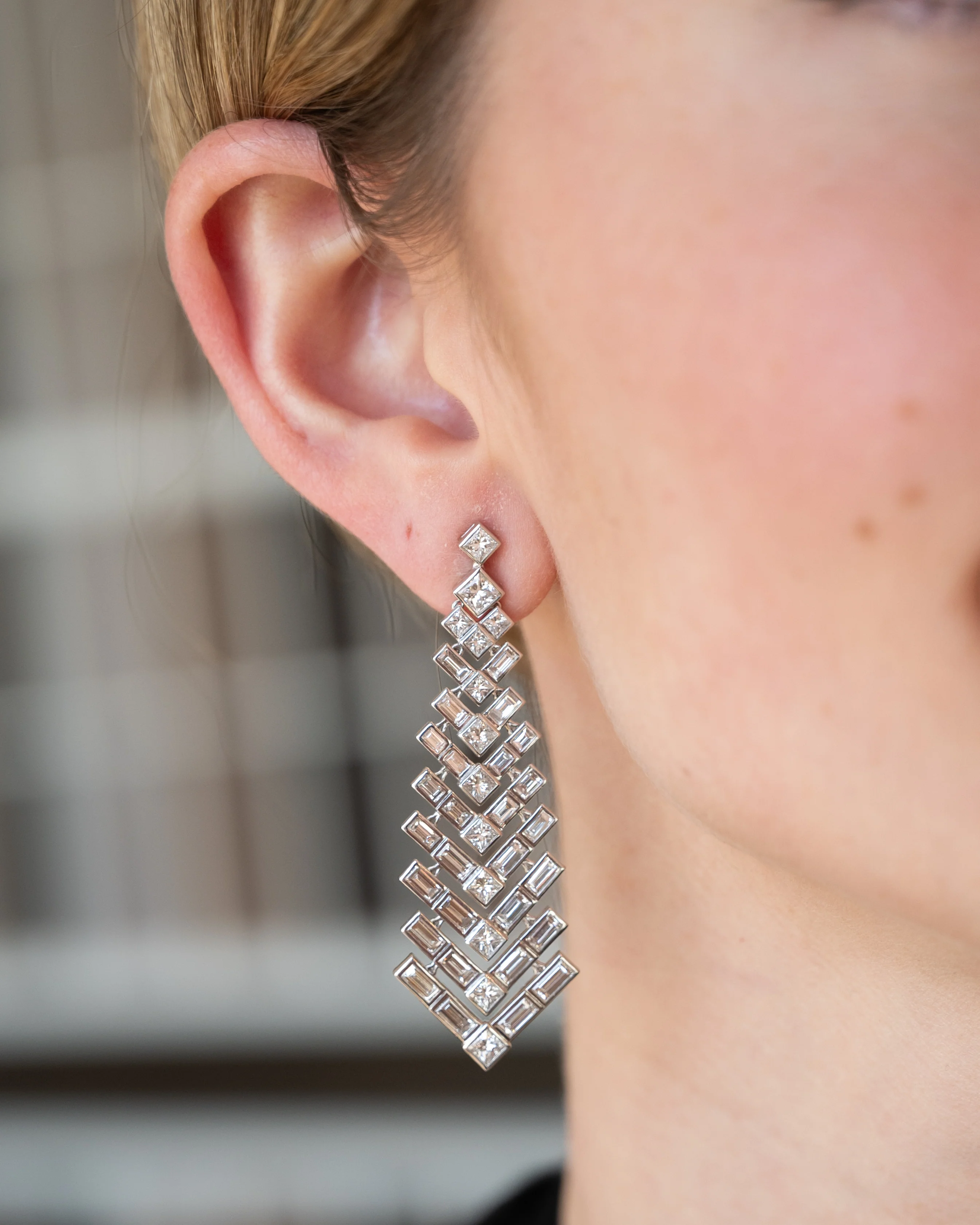 8.27 Lugano Chevron Diamond Drop Earrings 18k - Image 5