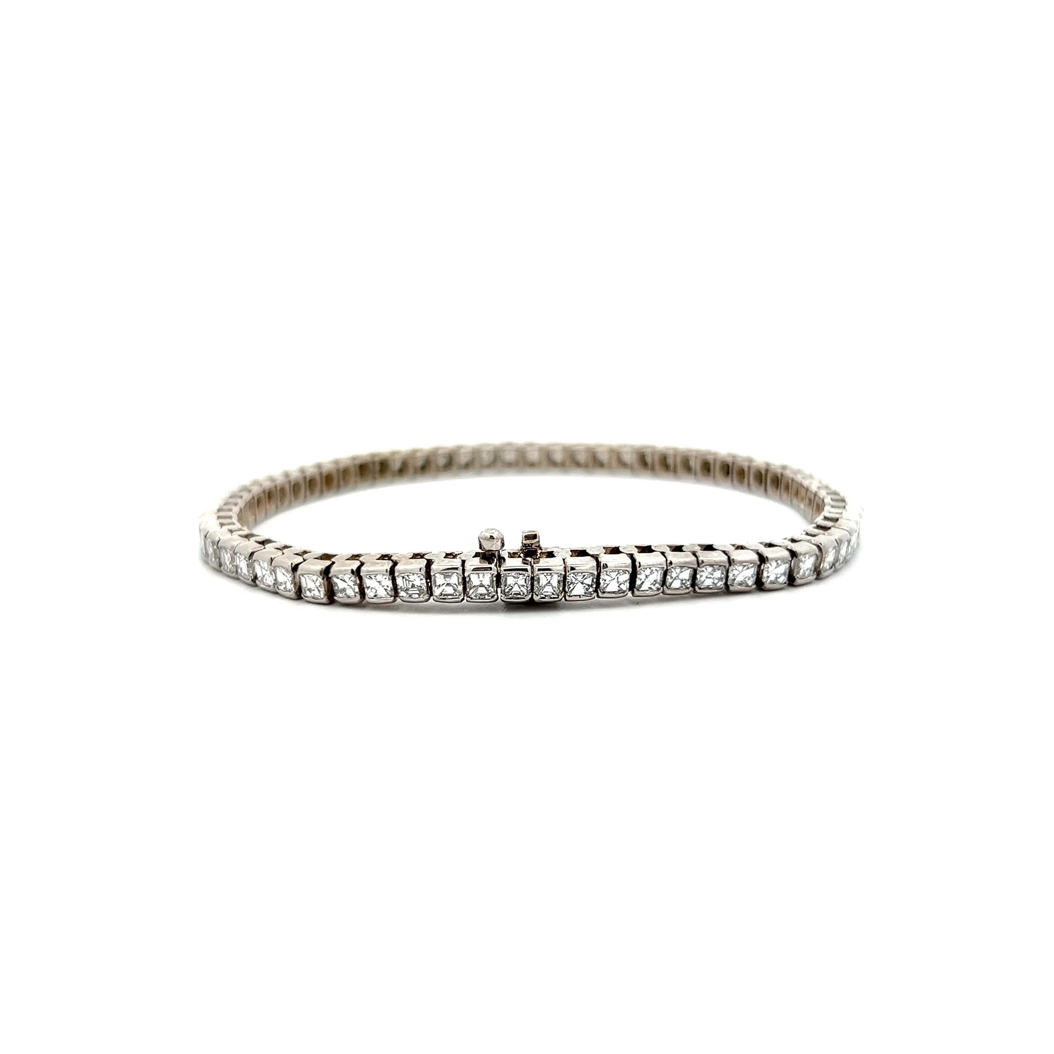8.58 Asscher Diamond Tennis Bracelet in 14k White Gold - Image 4