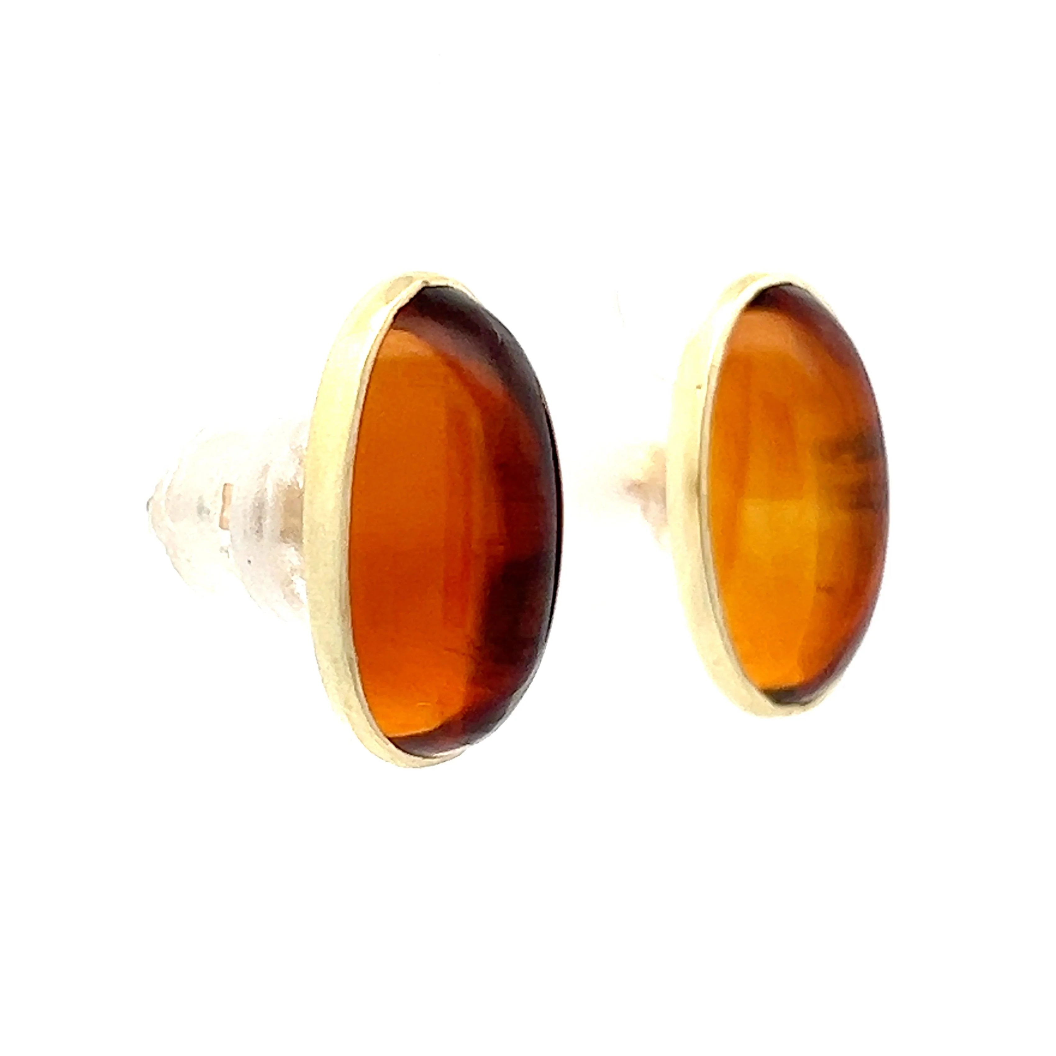 8.60 Cabochon Citrine Stud Earrings in 14k Yellow Gold - Image 3