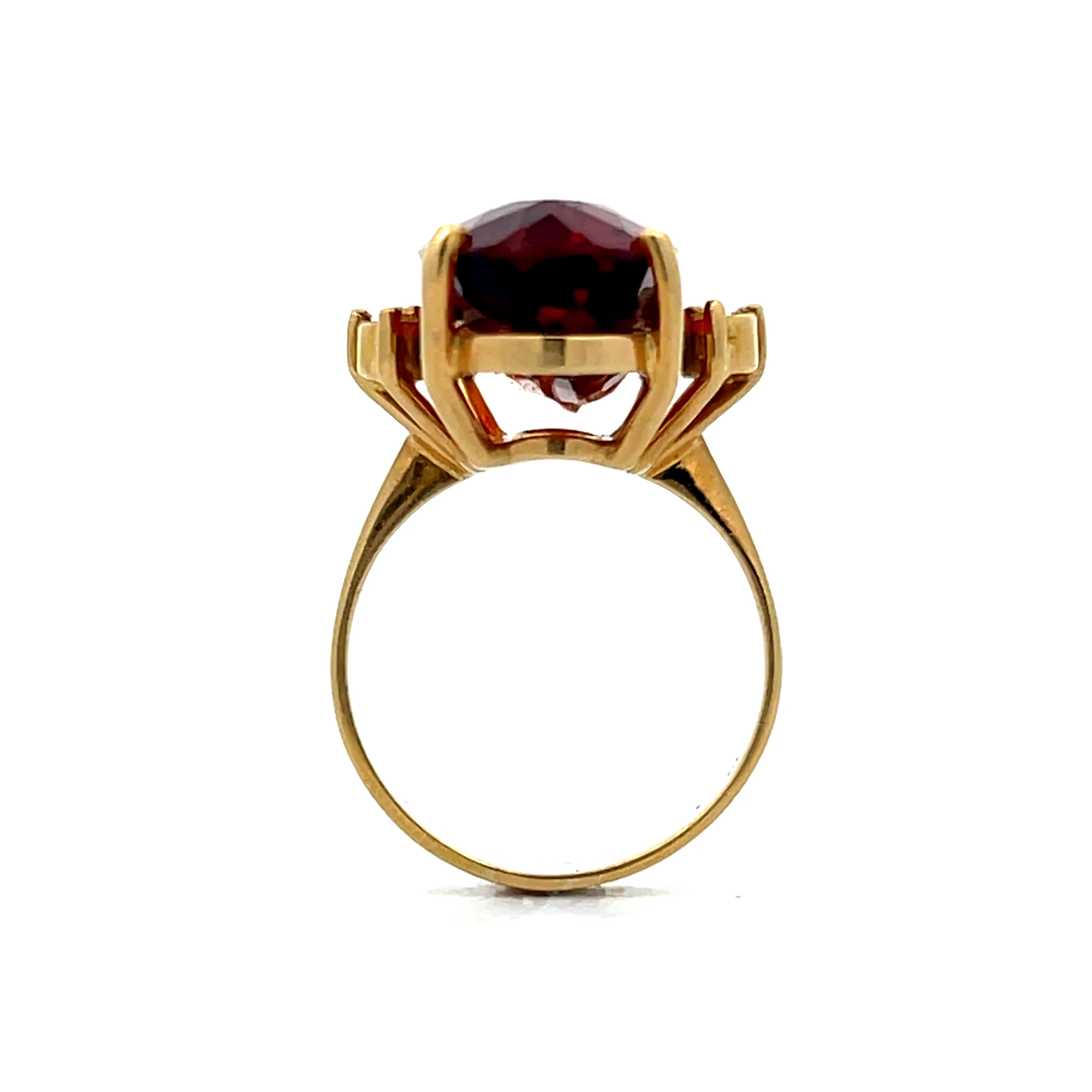 8.79 Vintage Oval Citrine & Diamond Cocktail Ring in 18k - Image 4