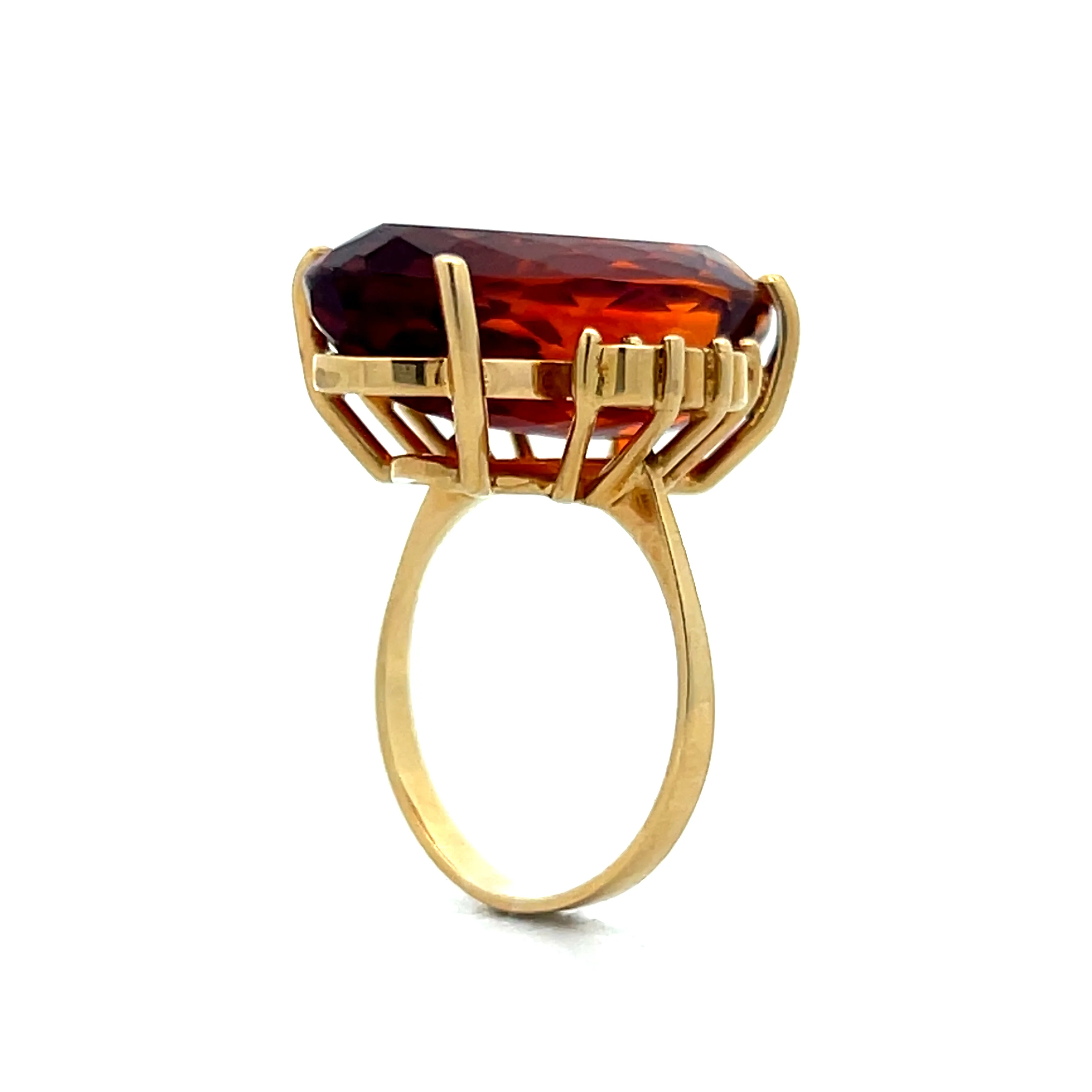 8.79 Vintage Oval Citrine & Diamond Cocktail Ring in 18k - Image 5