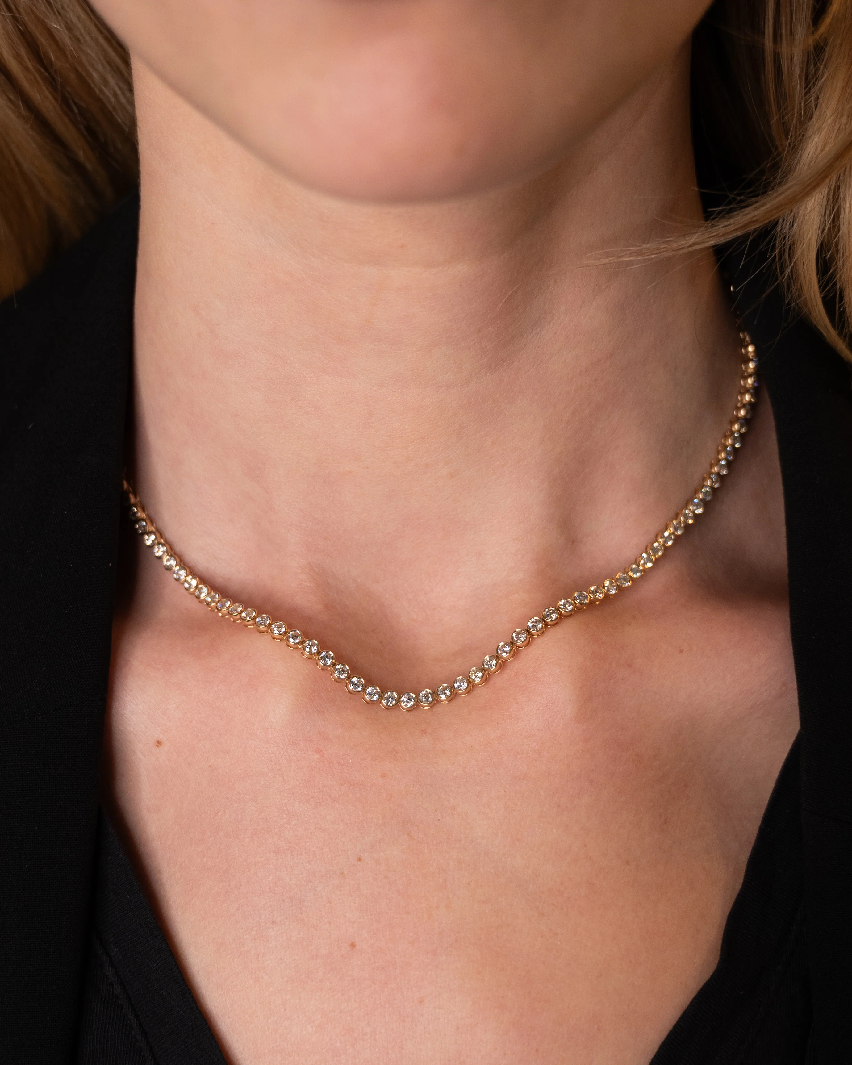 8.80 Round Diamond Tennis Necklace in 14k - Image 6