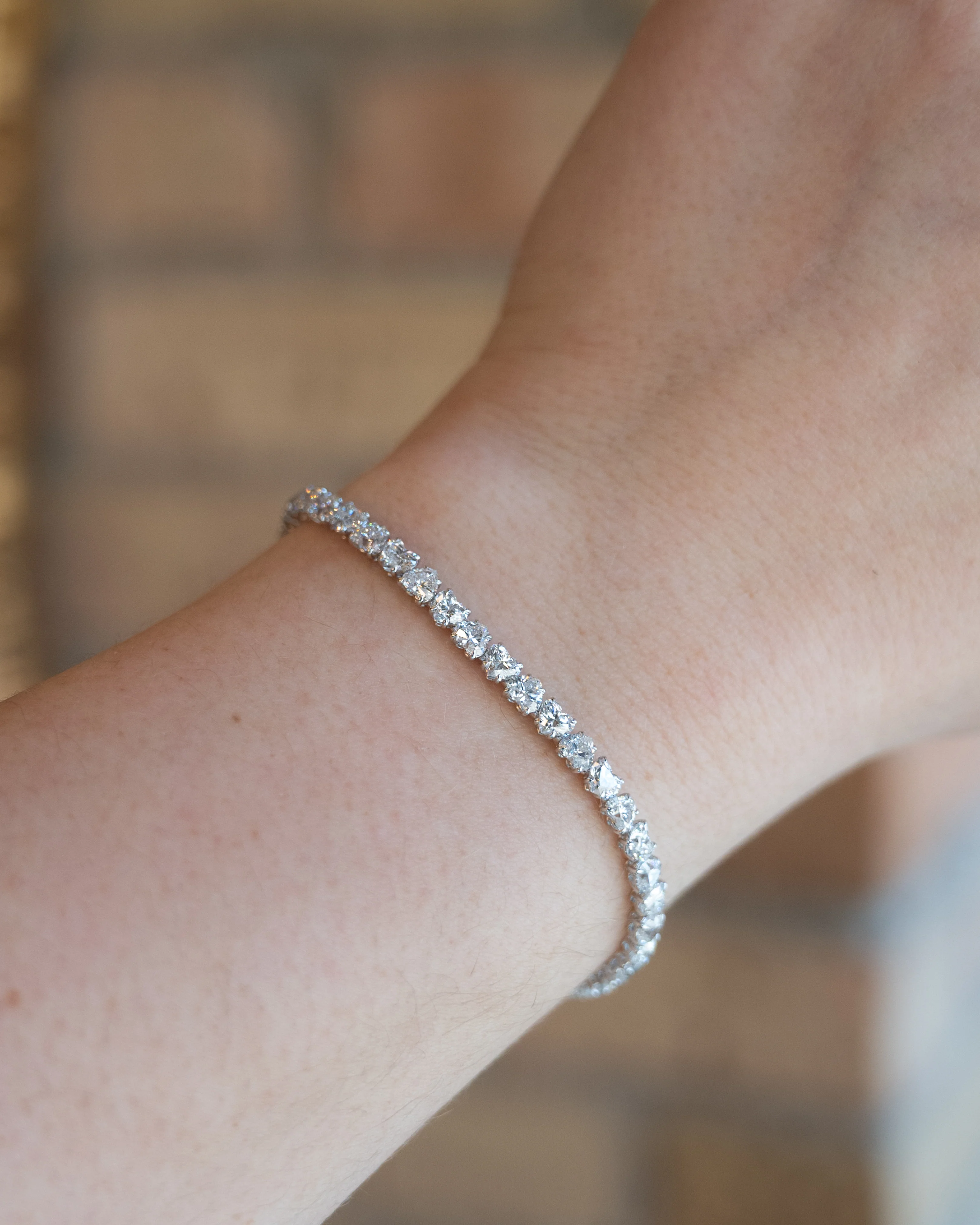 8.81 Heart Diamond Tennis Bracelet in 18k White Gold - Image 6