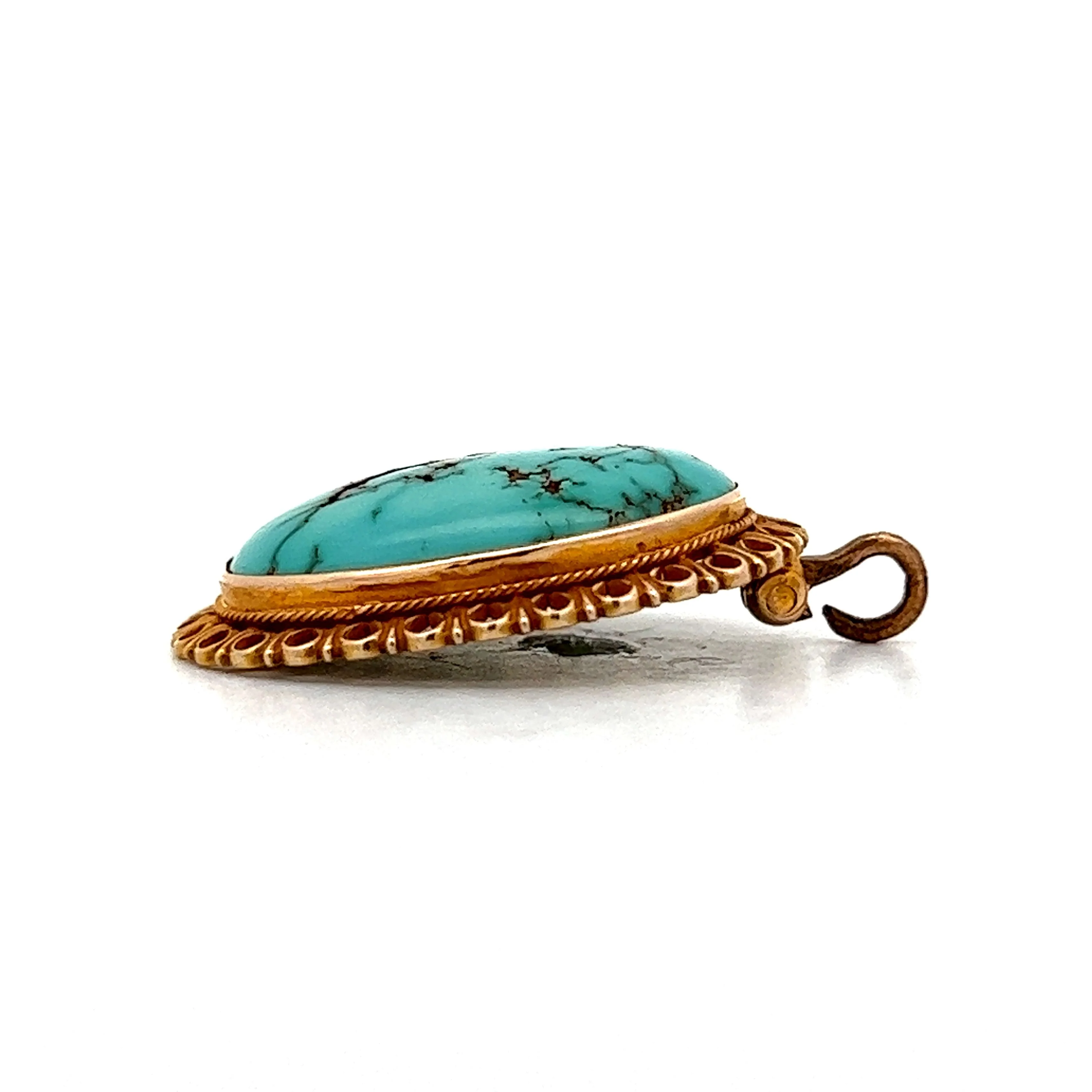 8.90 Turquoise Cabochon Pendant Necklace in Yellow Gold - Image 3