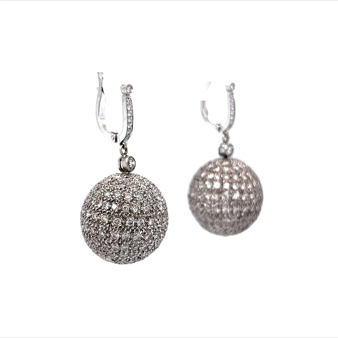 8 Carat Diamond Ball Earrings in 18k White Gold - Image 3