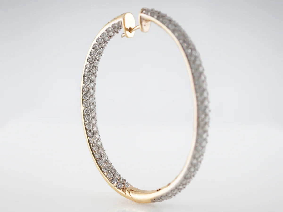 8 Carat Diamond Hoop Earrings in 14k Yellow Gold - Image 3