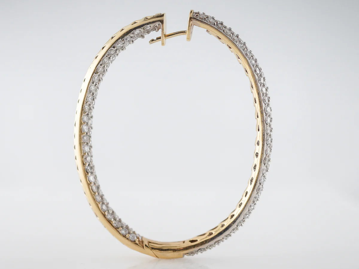 8 Carat Diamond Hoop Earrings in 14k Yellow Gold - Image 4