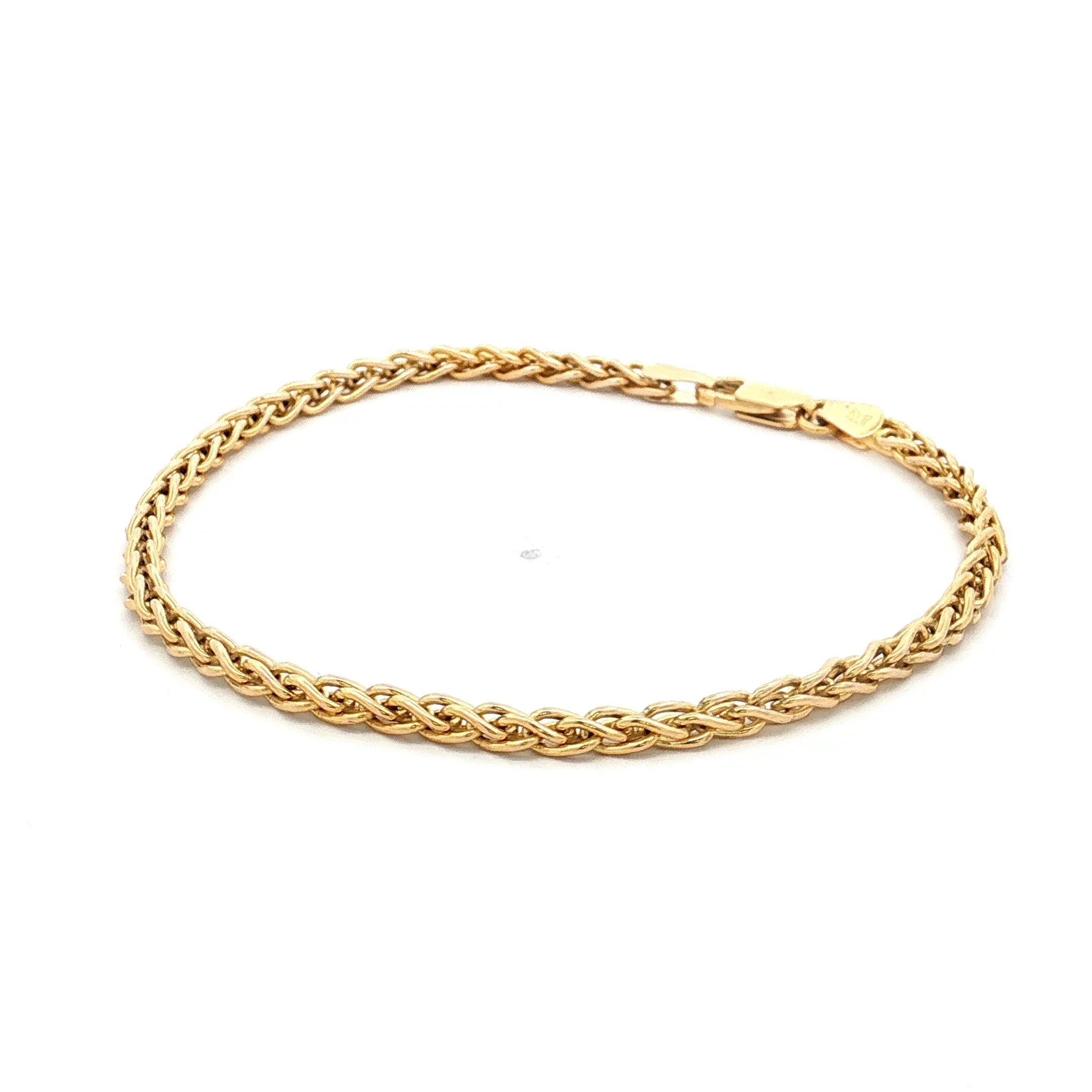 8" Wheat Chain Bracelet 14k Yellow Gold - Image 2
