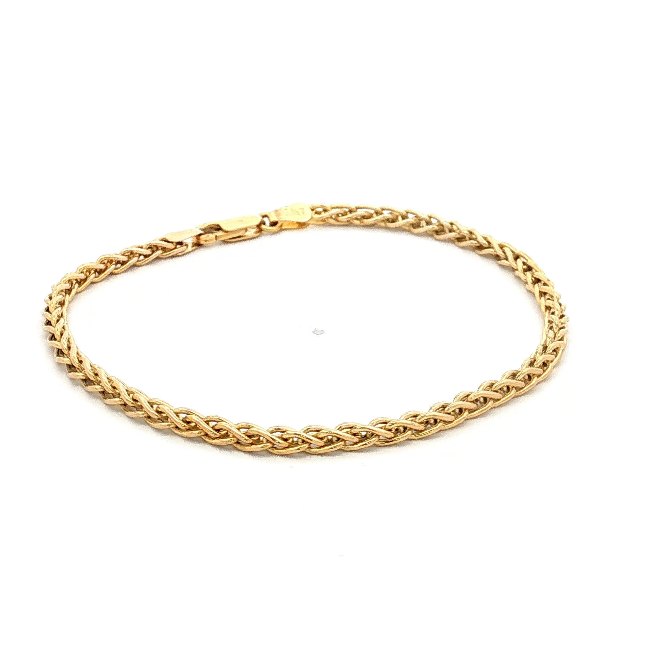 8" Wheat Chain Bracelet 14k Yellow Gold - Image 3
