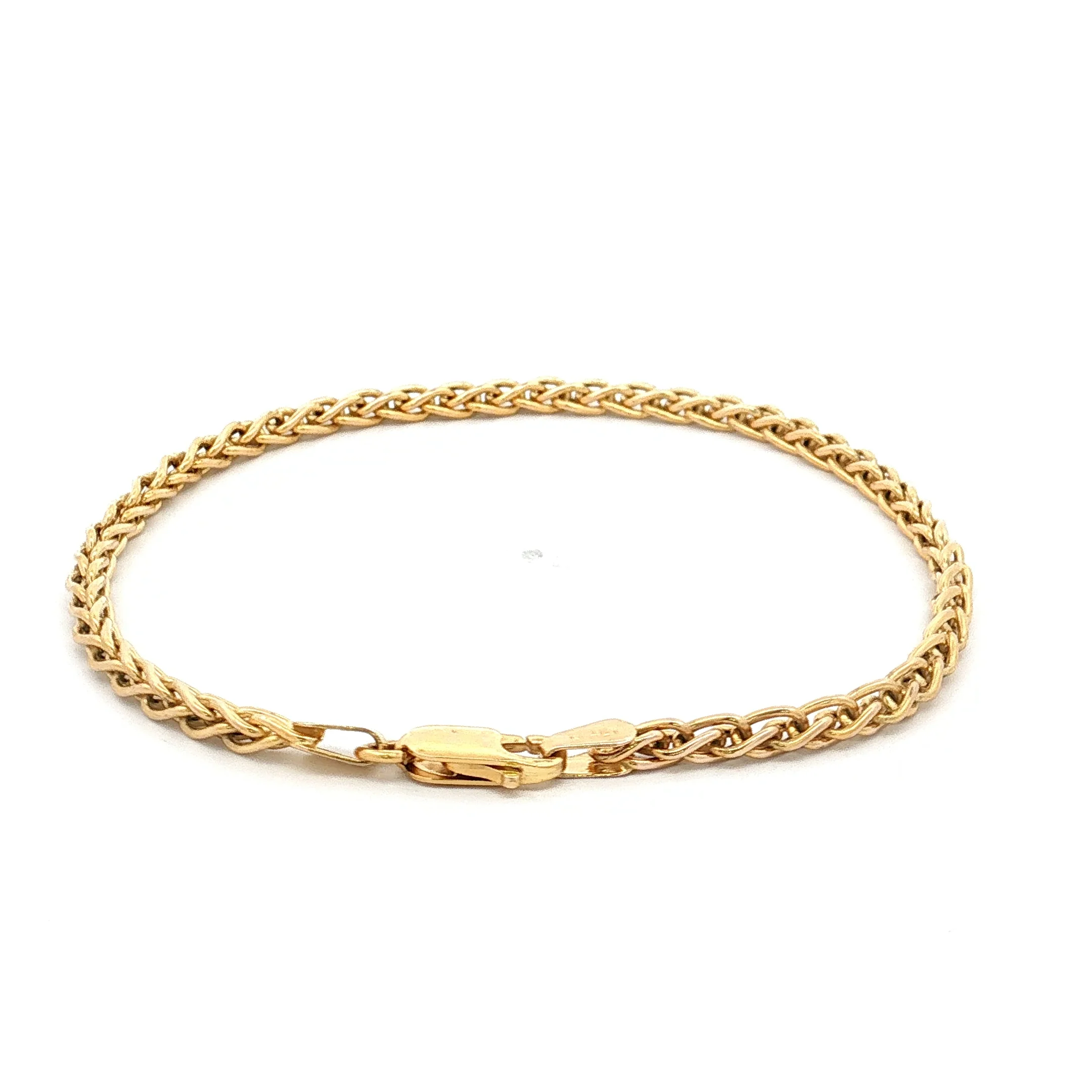 8" Wheat Chain Bracelet 14k Yellow Gold - Image 4