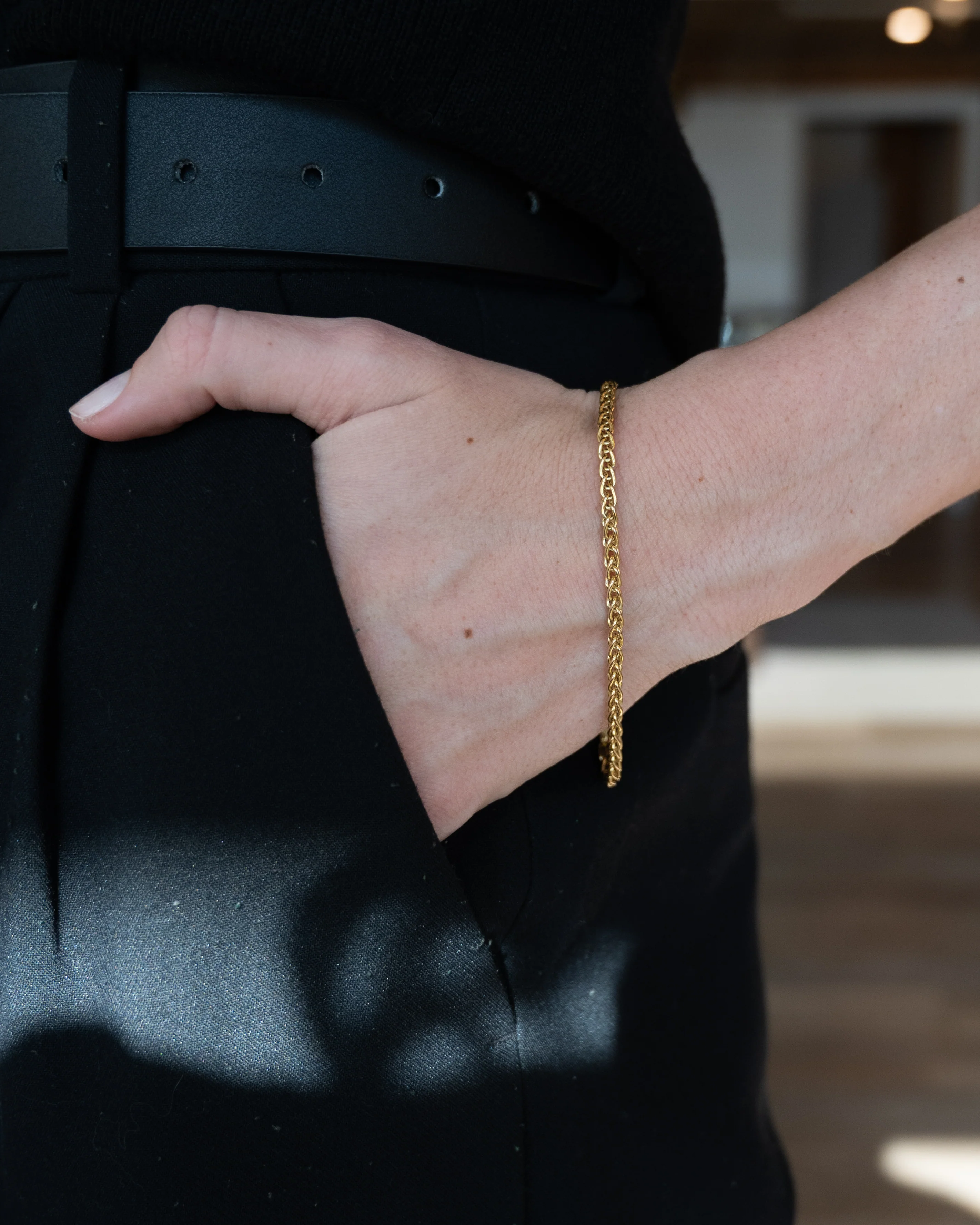 8" Wheat Chain Bracelet 14k Yellow Gold - Image 6