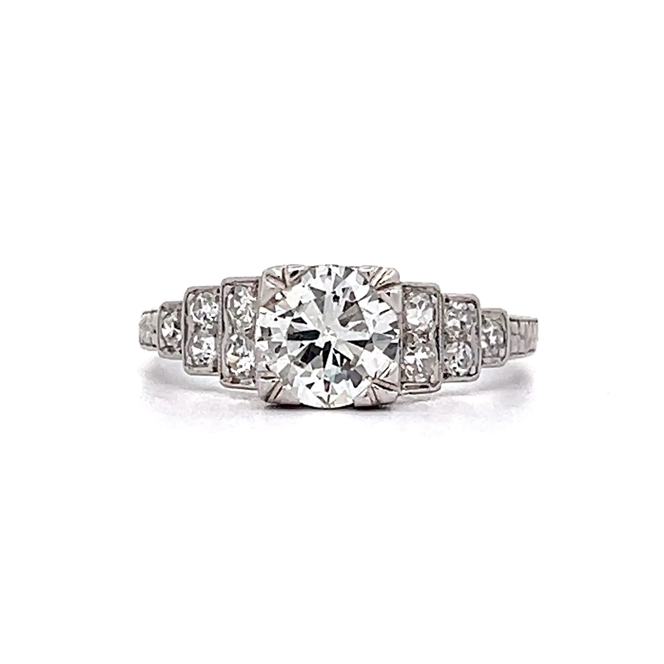 .80 Antique Deco Diamond Step Engagement Ring in Platinum