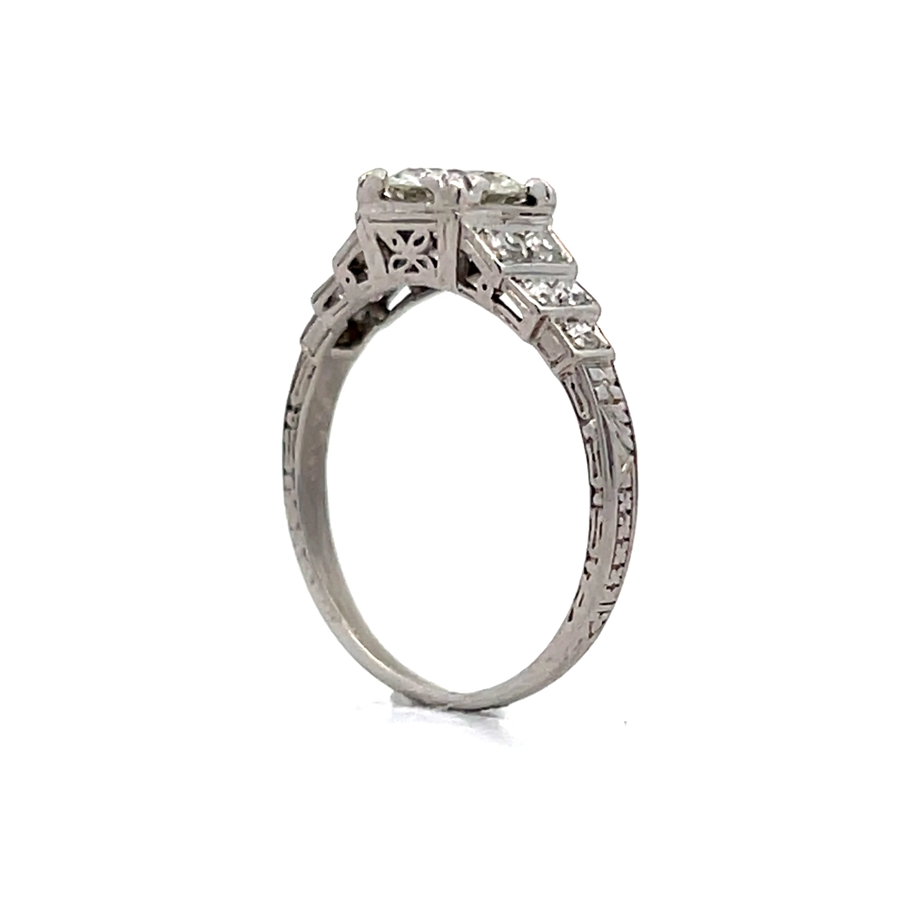 .80 Antique Deco Diamond Step Engagement Ring in Platinum - Image 5