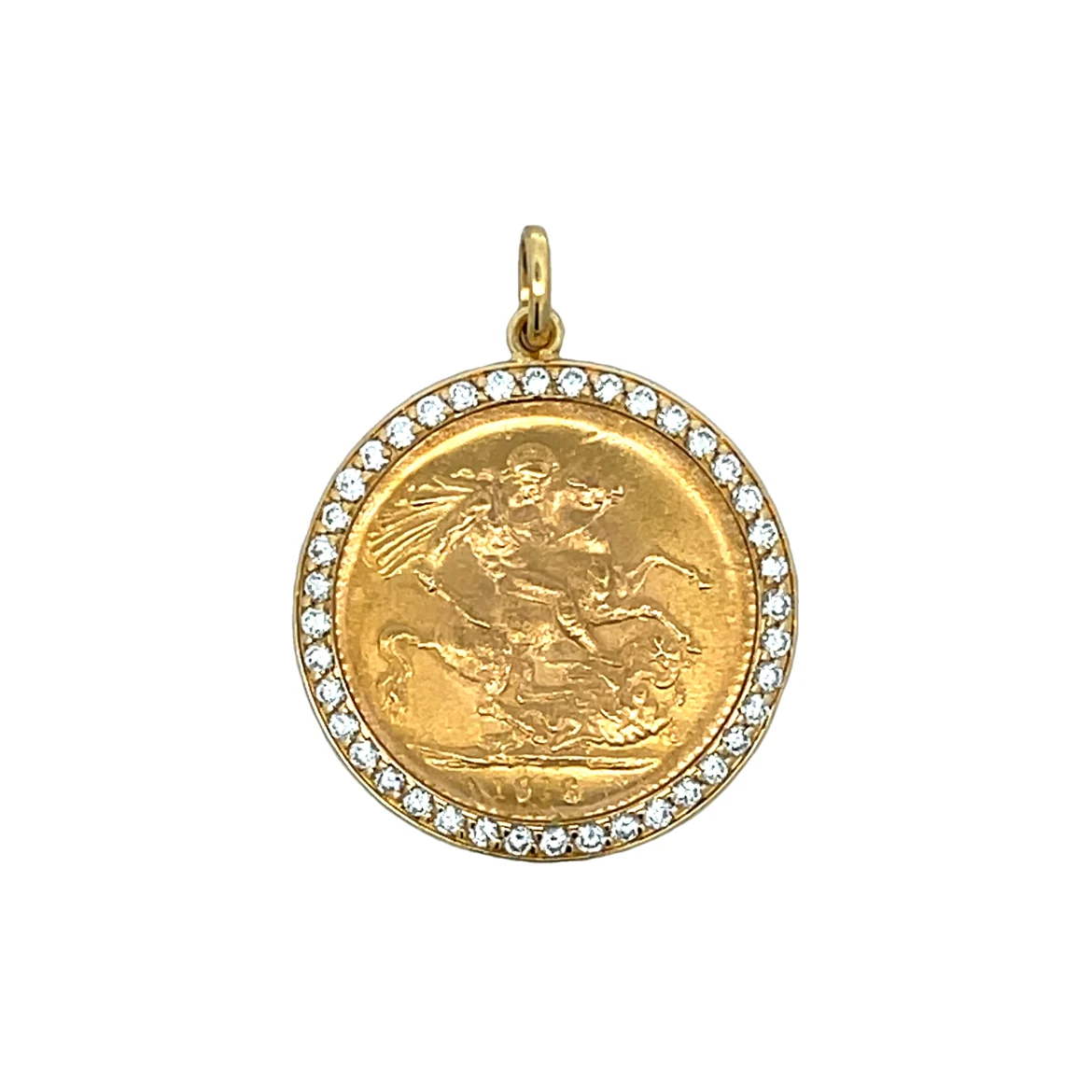 .80 Antique King George Coin Pendant in 18k Yellow Gold