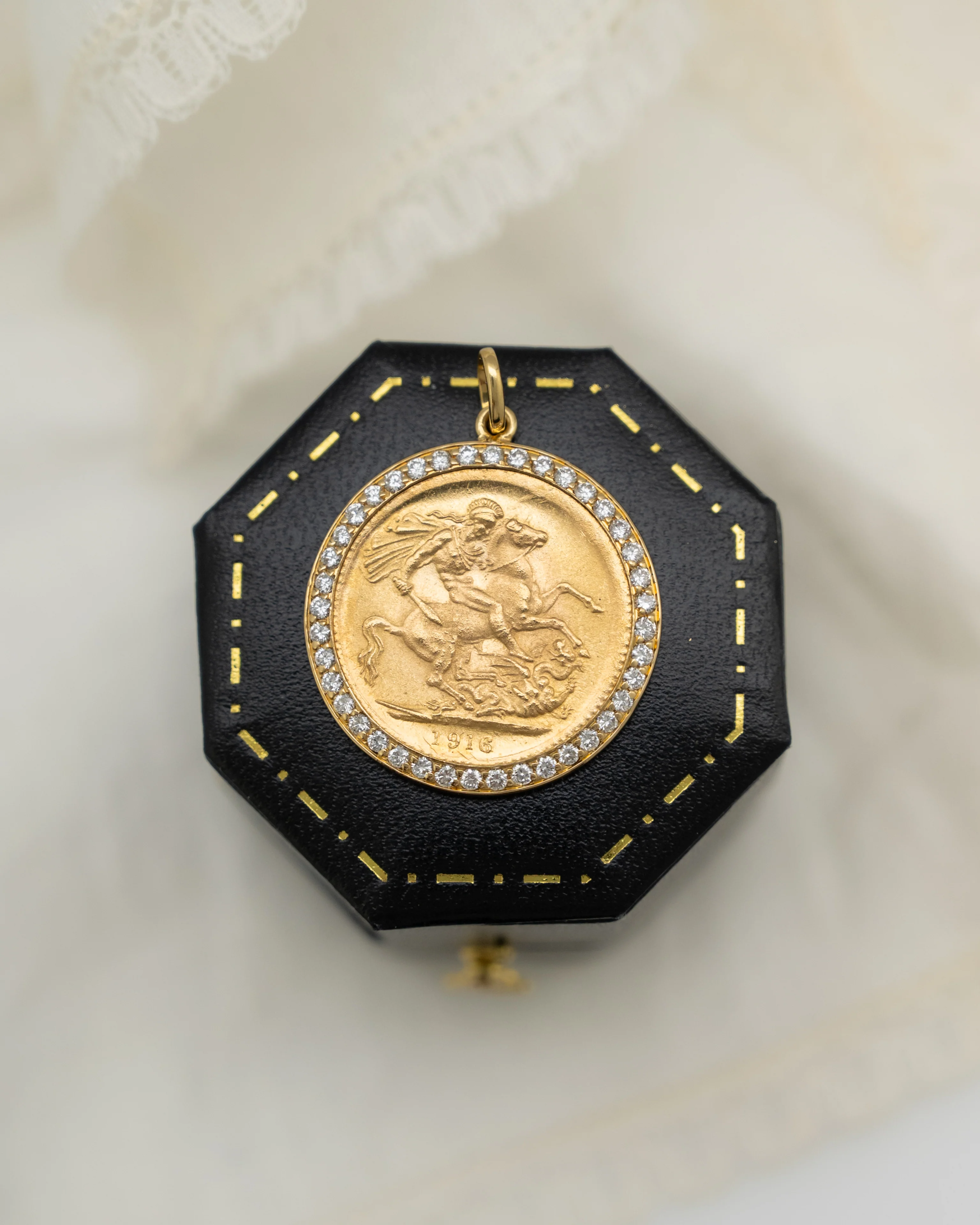 .80 Antique King George Coin Pendant in 18k Yellow Gold - Image 3