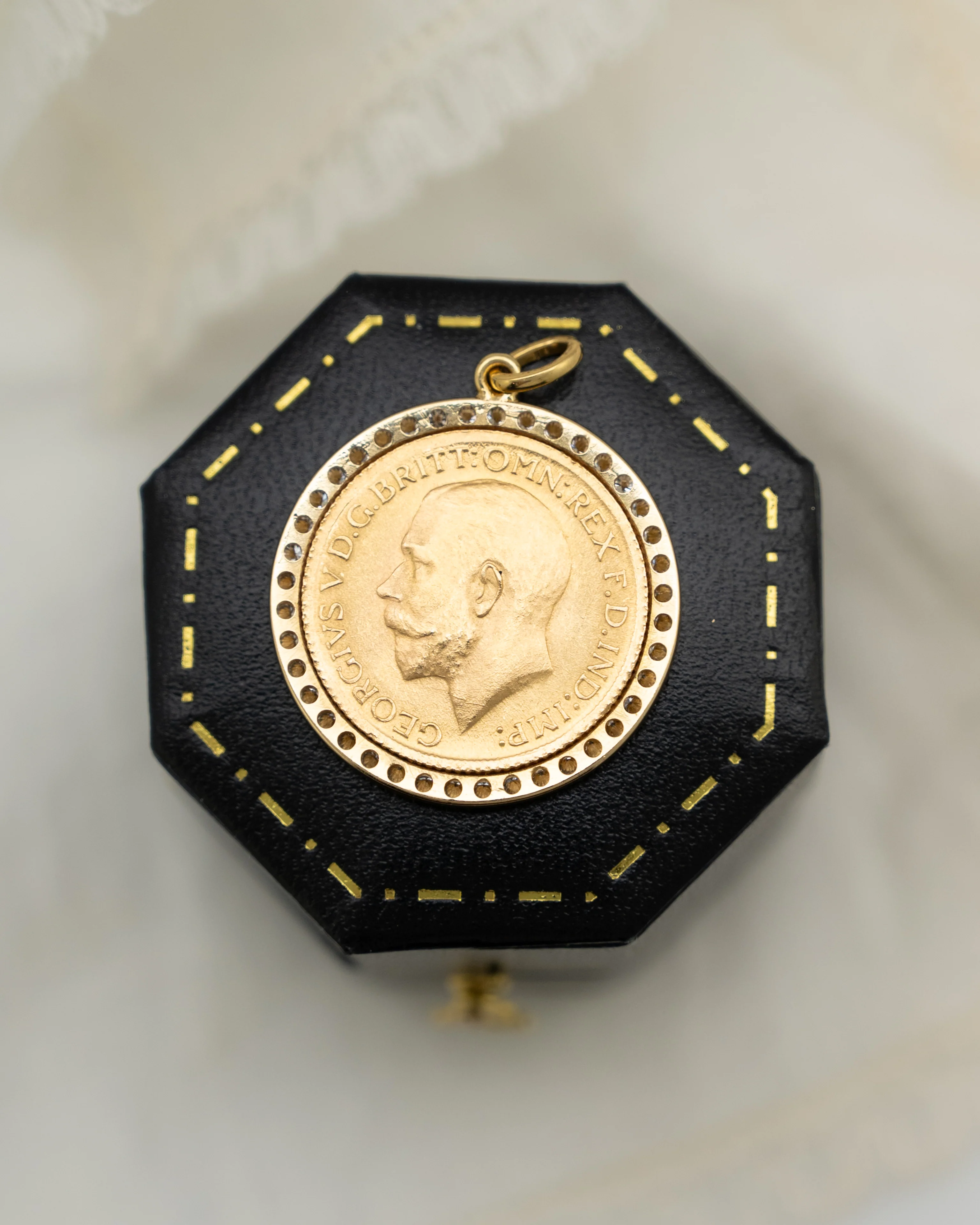 .80 Antique King George Coin Pendant in 18k Yellow Gold - Image 4