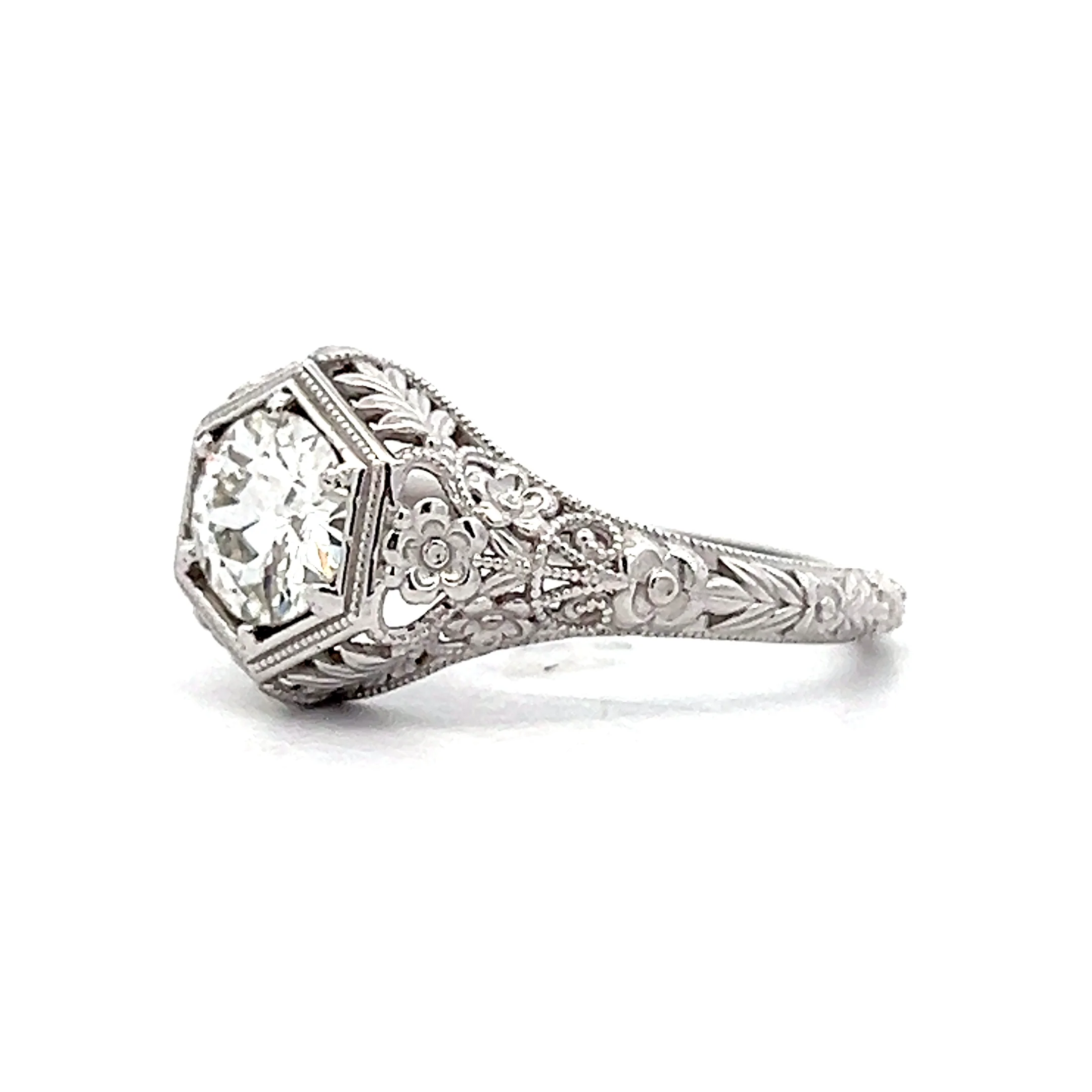 .80 Antique Style Diamond Engagement Ring 14k - Image 2