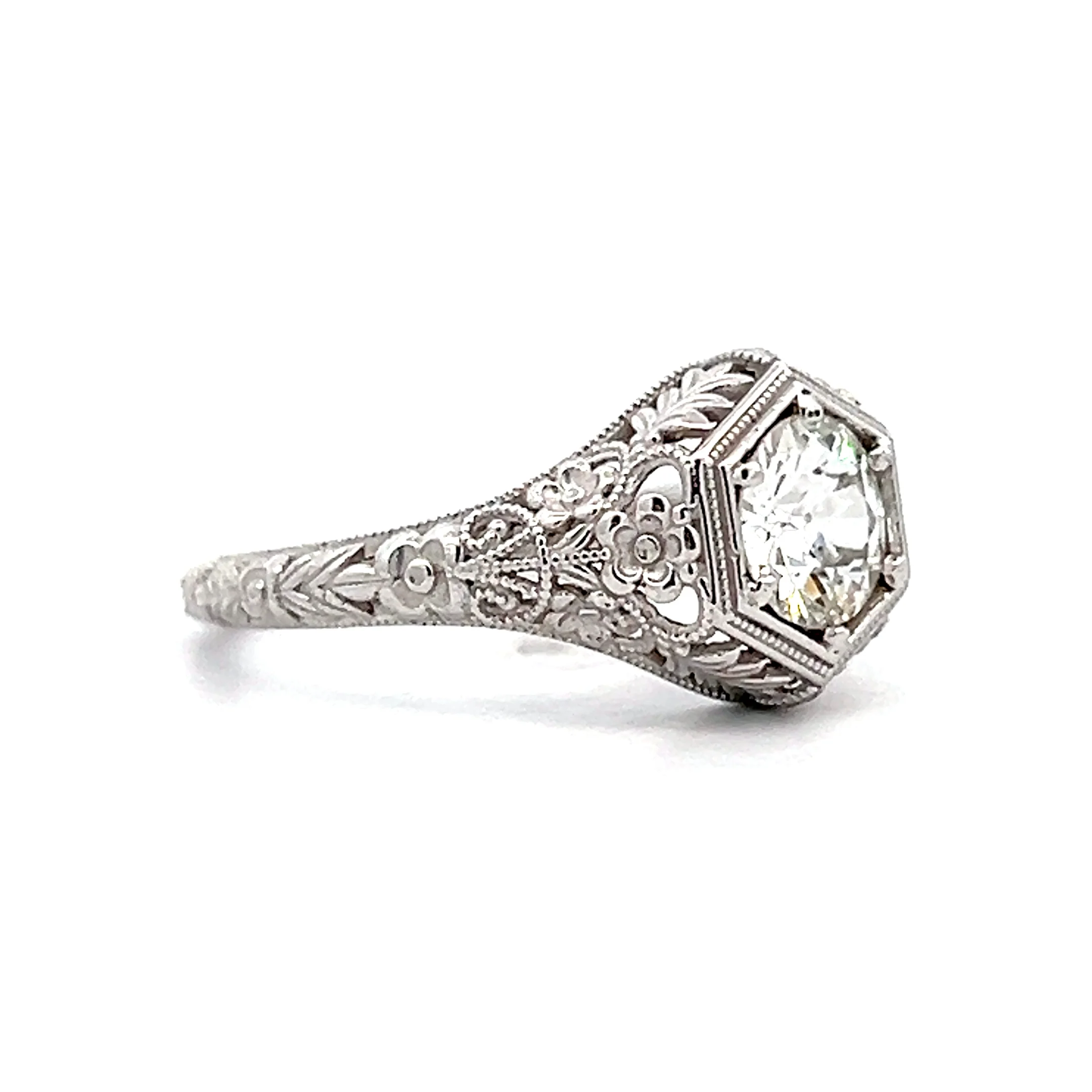 .80 Antique Style Diamond Engagement Ring 14k - Image 3