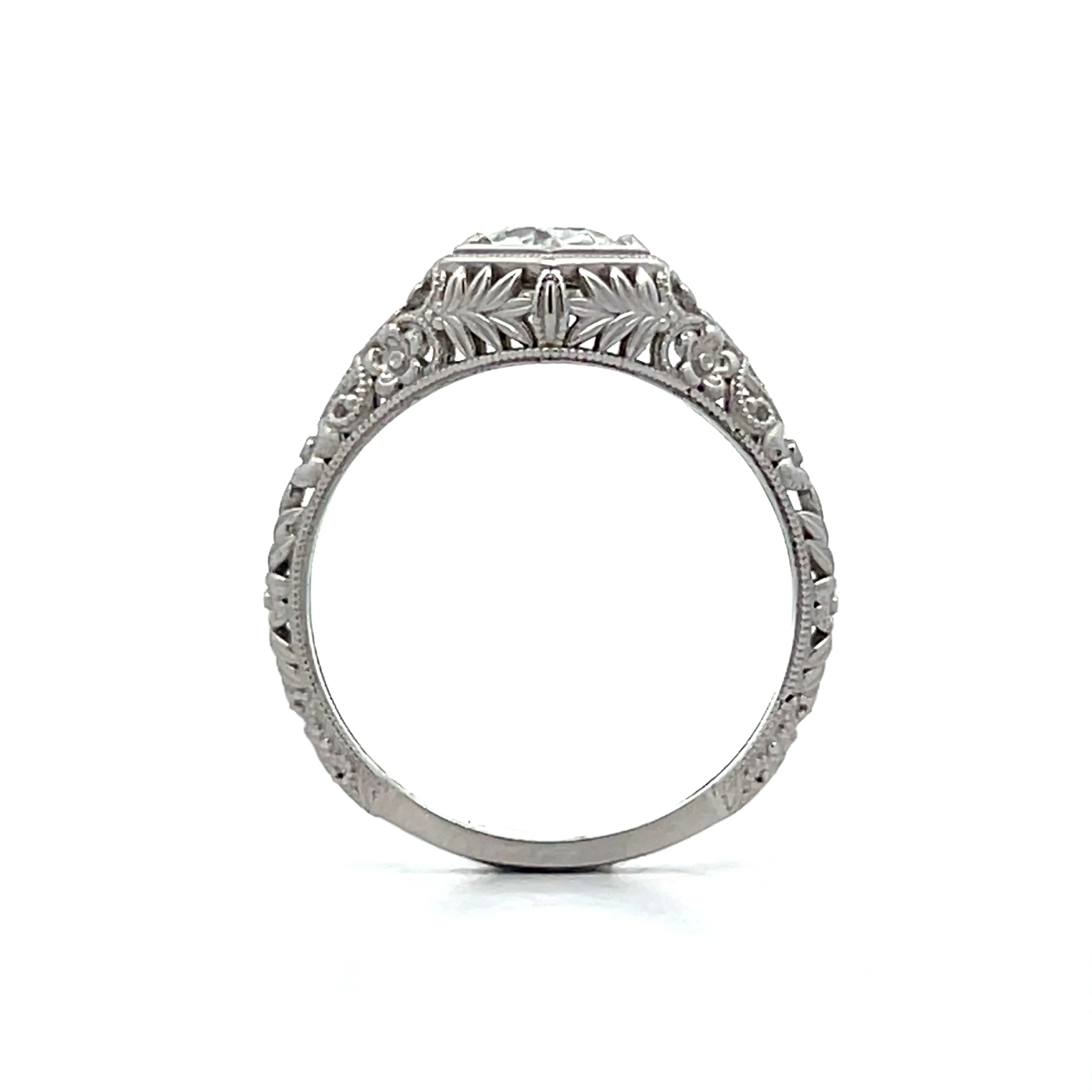 .80 Antique Style Diamond Engagement Ring 14k - Image 4