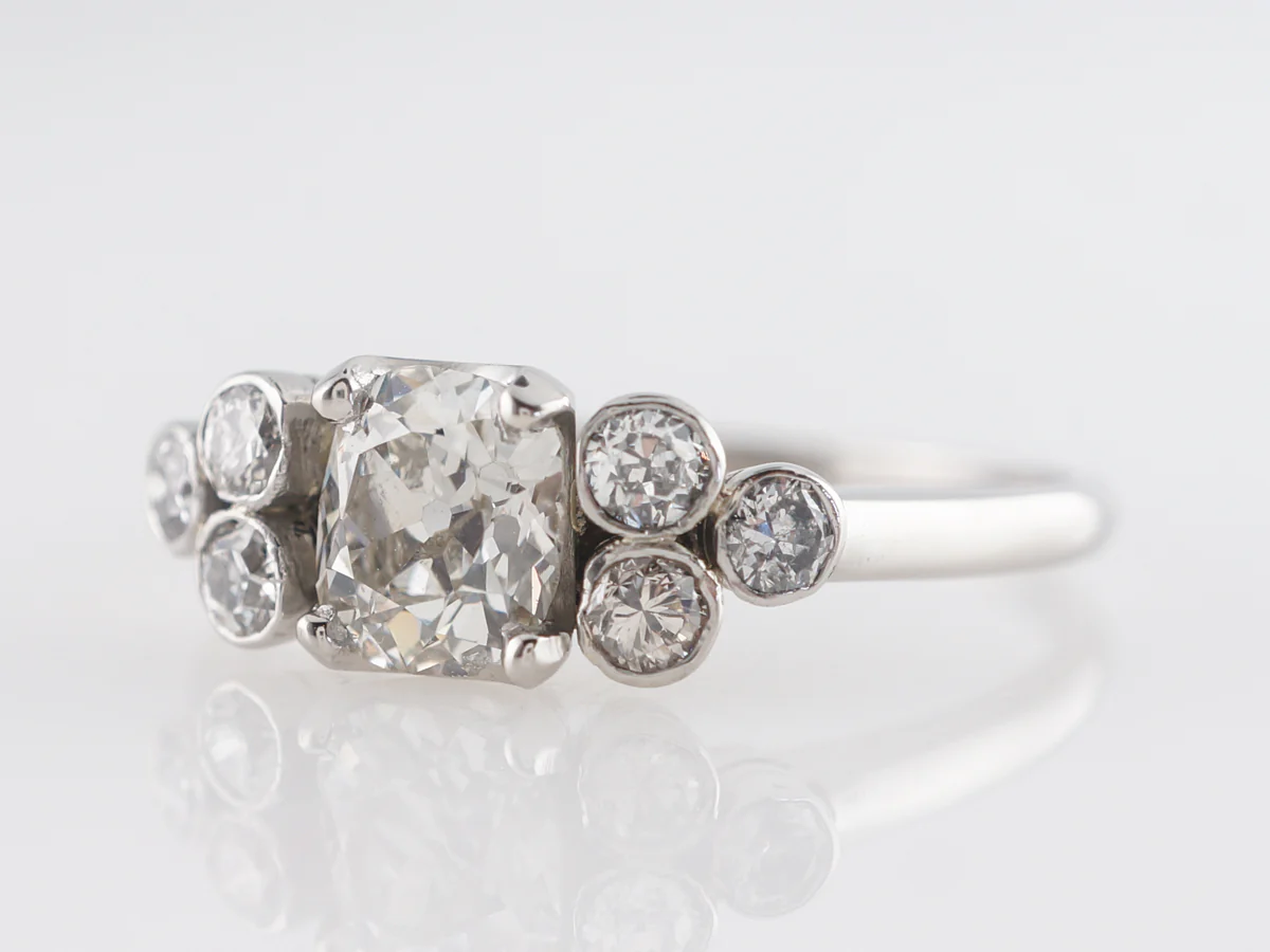 .80 Art Deco Cushion Cut Diamond Engagement Ring in Platinum - Image 2