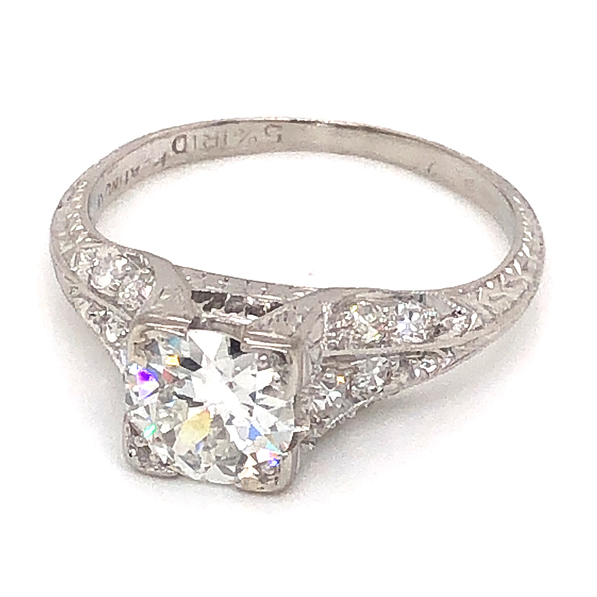 .80 Art Deco Old European Diamond Engagement Ring in Platinum - Image 2