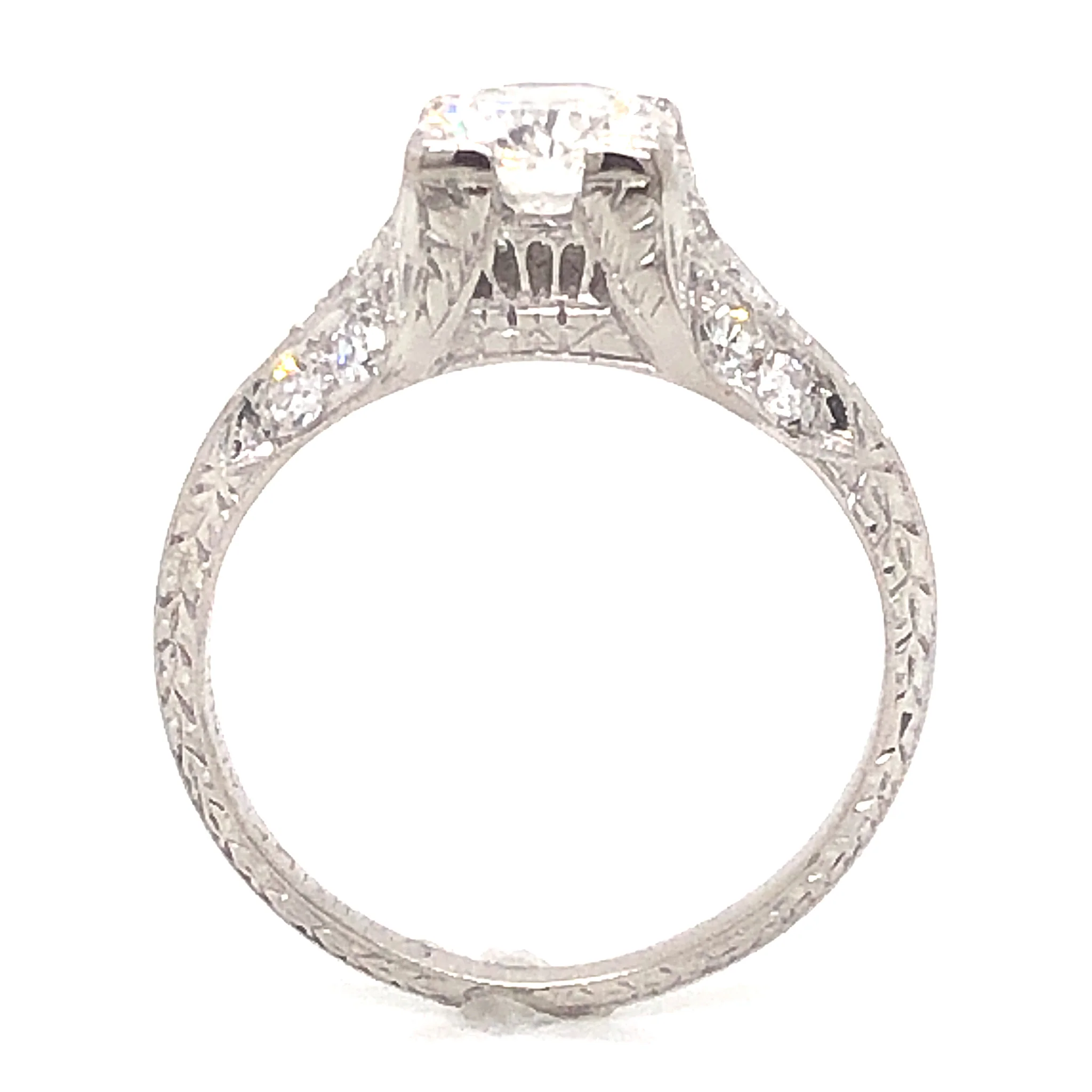 .80 Art Deco Old European Diamond Engagement Ring in Platinum - Image 4