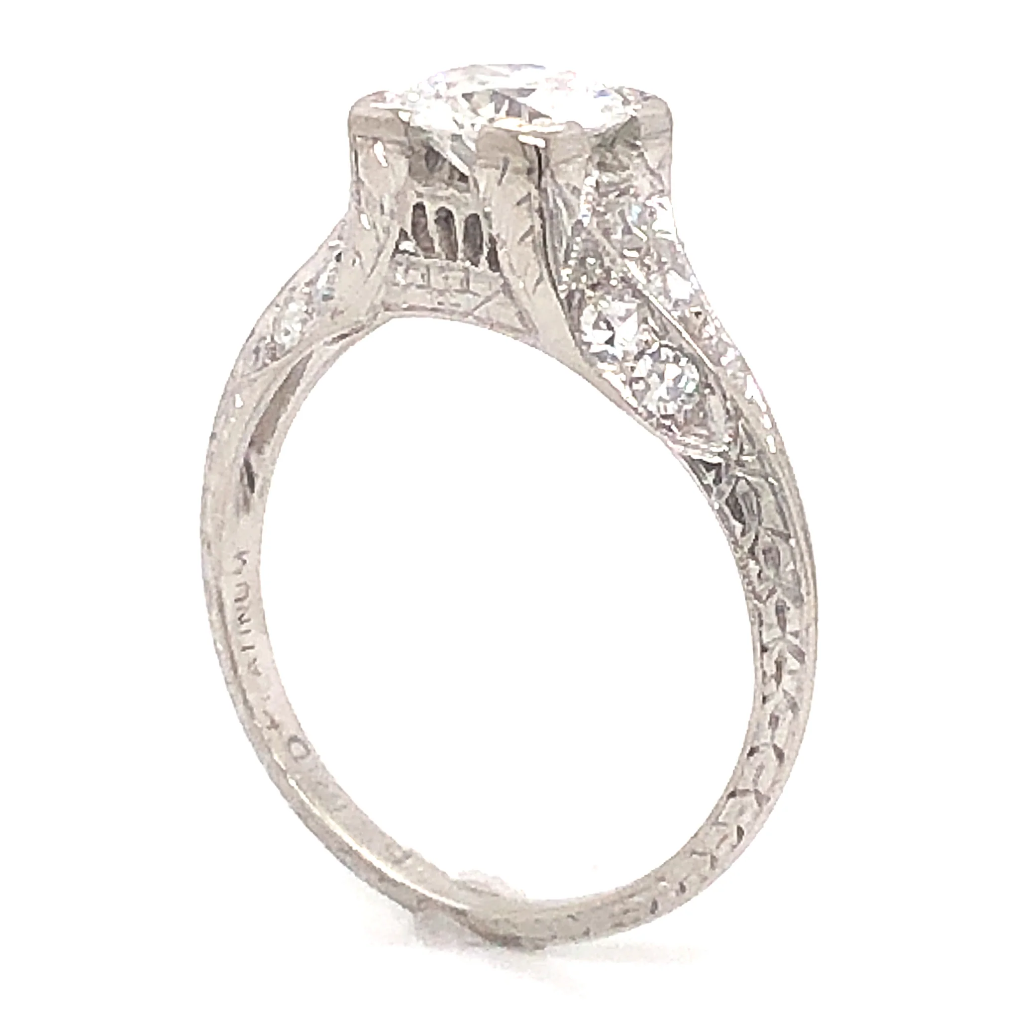 .80 Art Deco Old European Diamond Engagement Ring in Platinum - Image 5