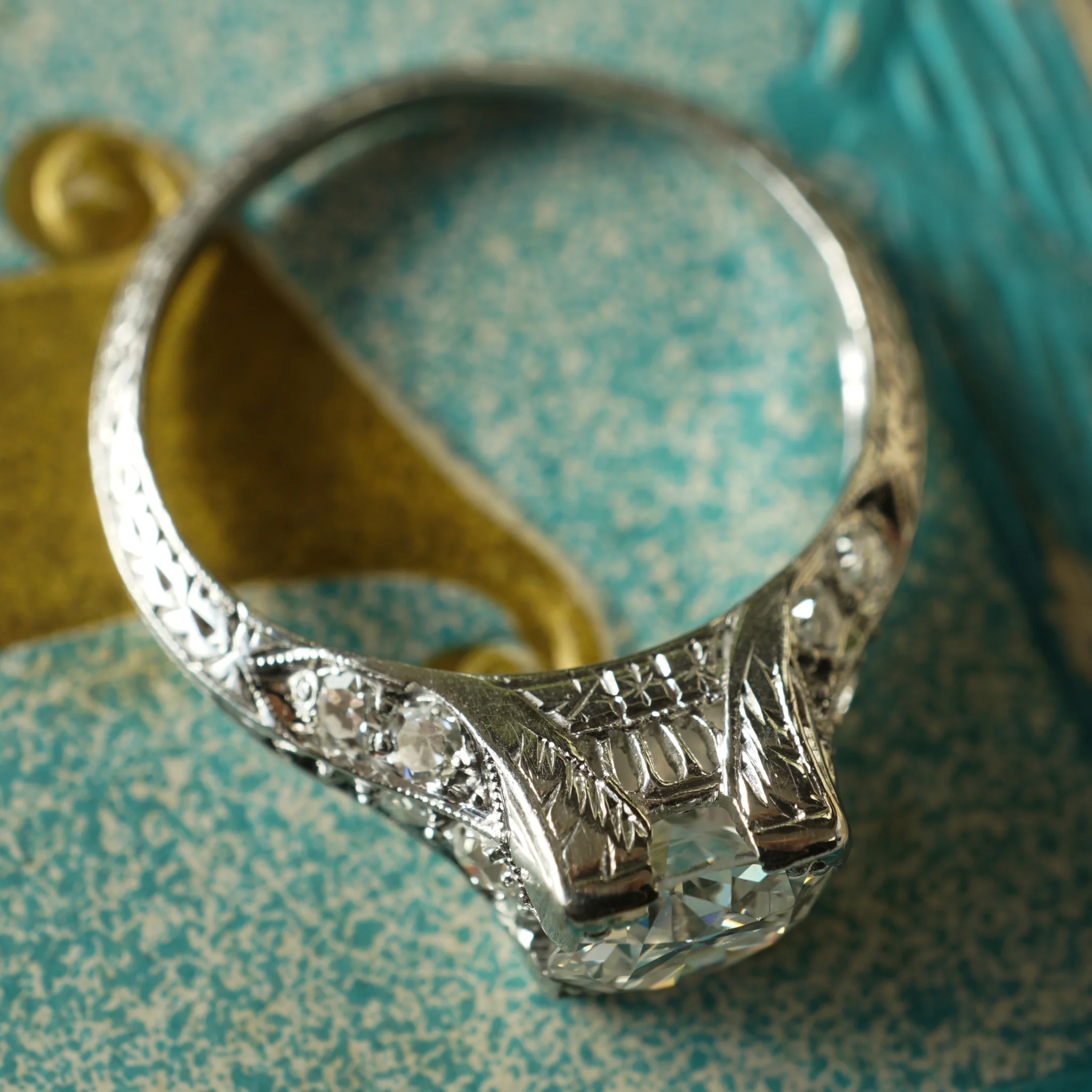 .80 Art Deco Old European Diamond Engagement Ring in Platinum - Image 6