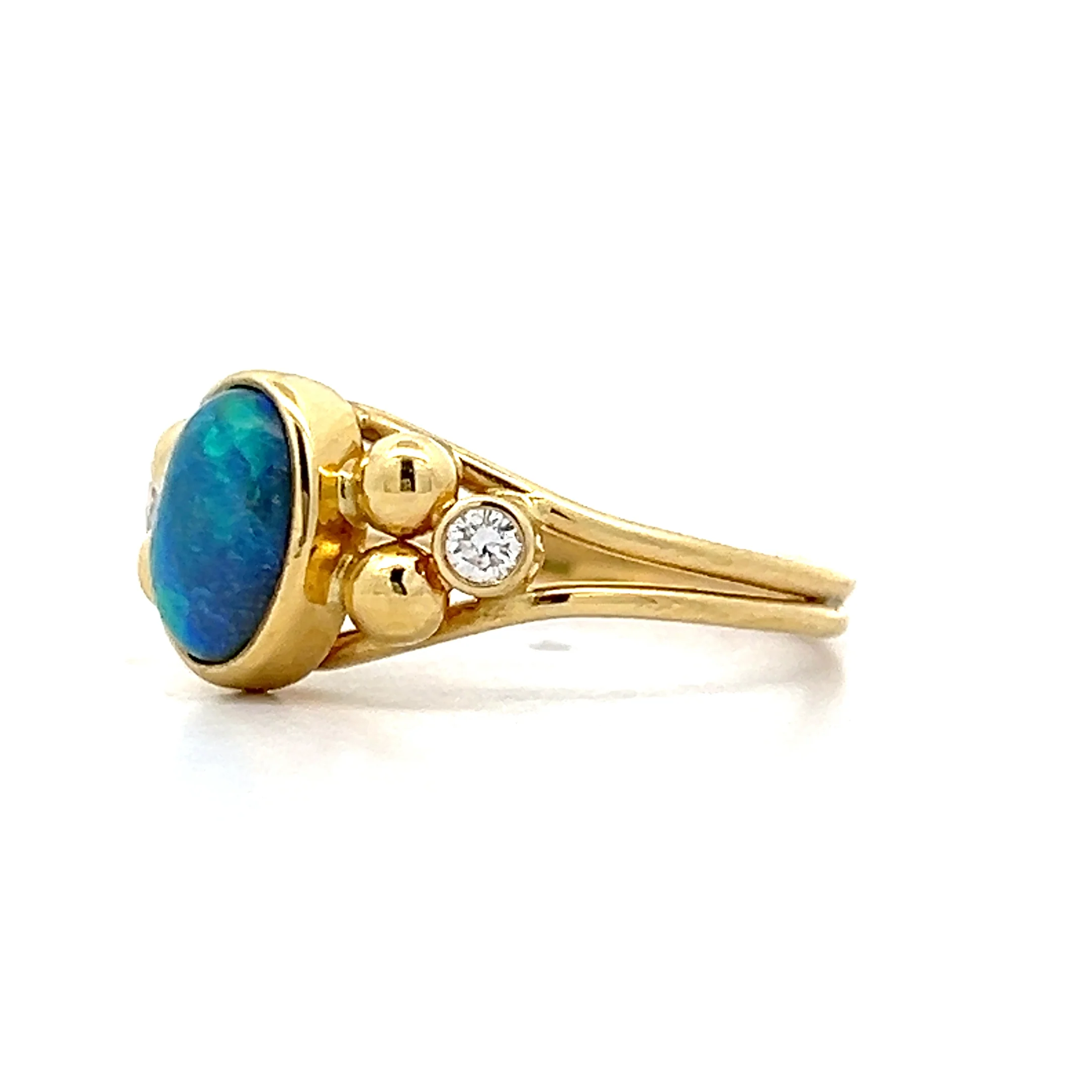 .80 Bezel Opal Cocktail Ring in 18k Yellow Gold - Image 2