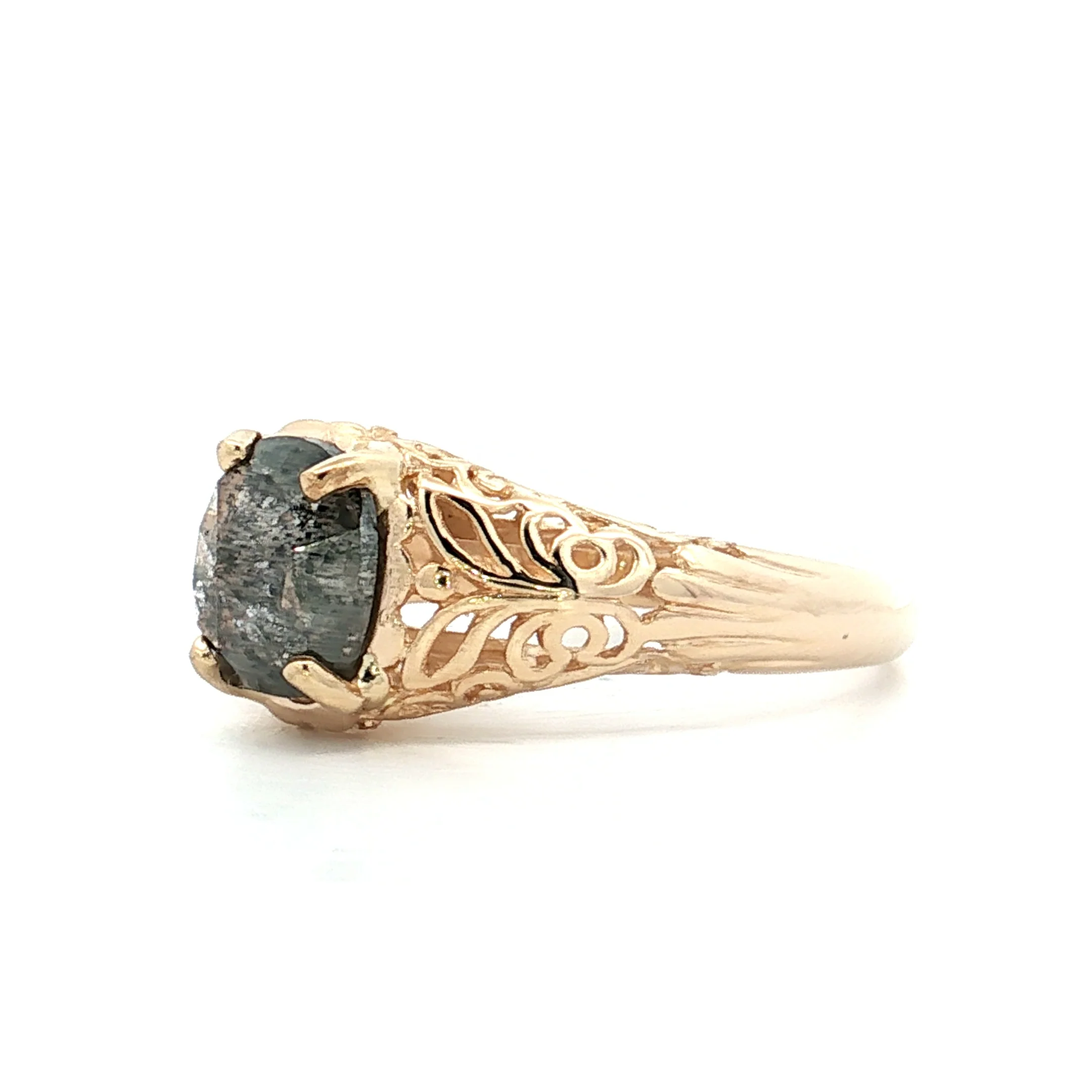.80 Cushion Salt & Pepper Diamond in 14k Yellow Gold - Image 2