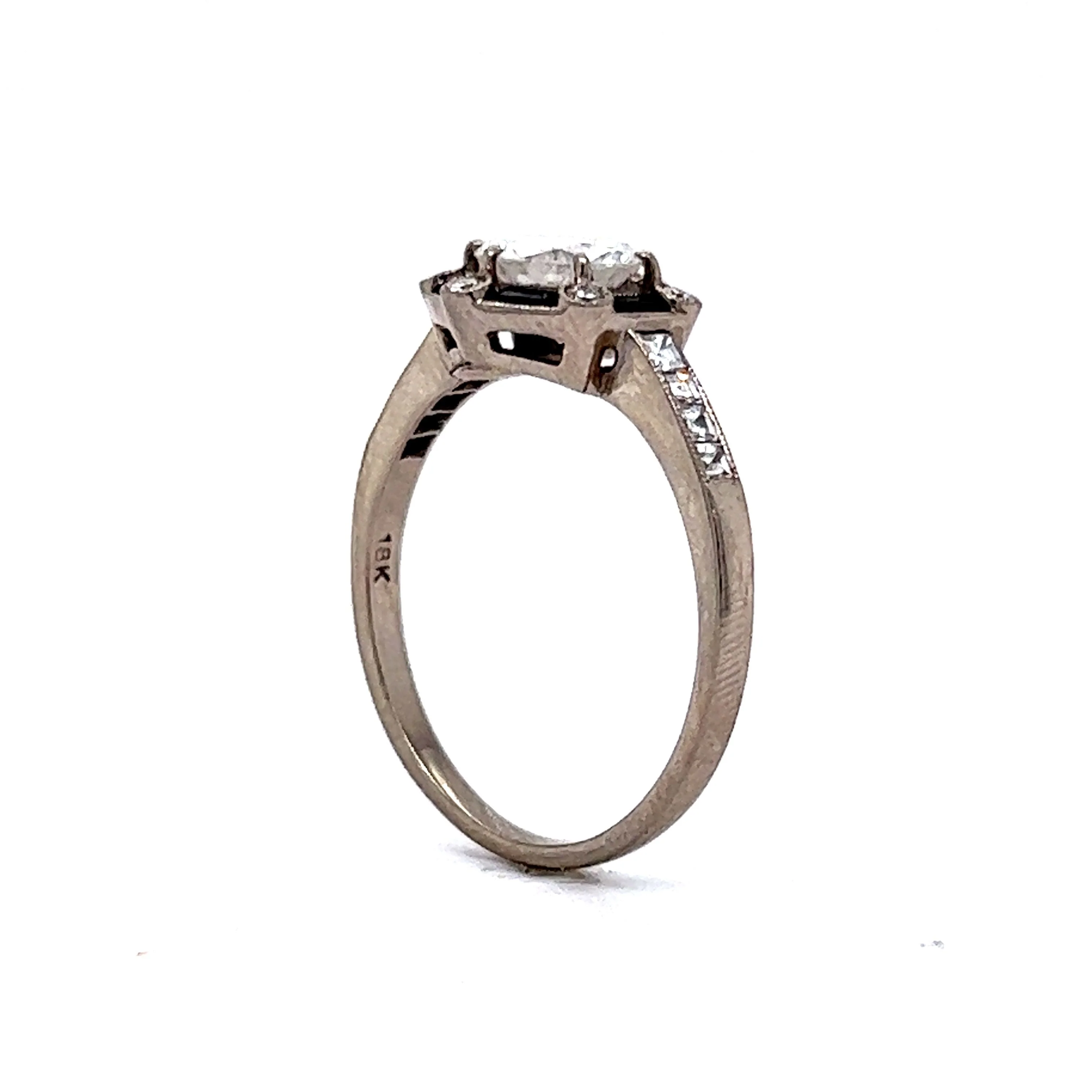 .80 Diamond & Onyx Engagement Ring in 18k White Gold - Image 5