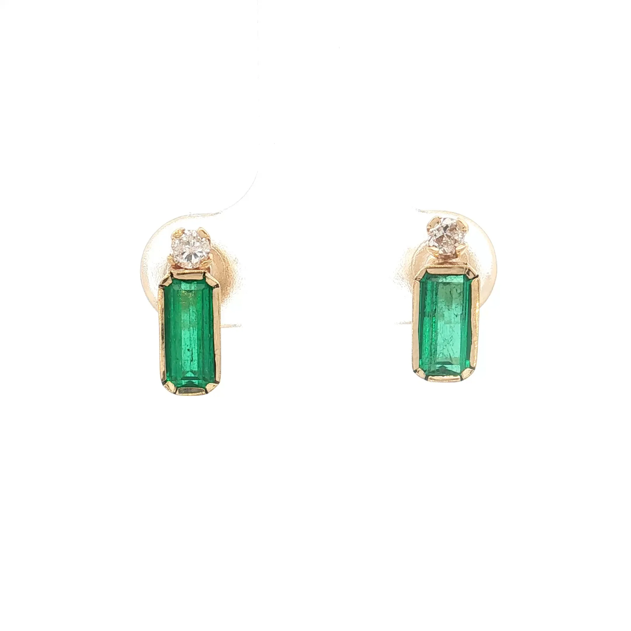 .80 Emerald Cut Emerald Stud Earrings 18k Yellow Gold
