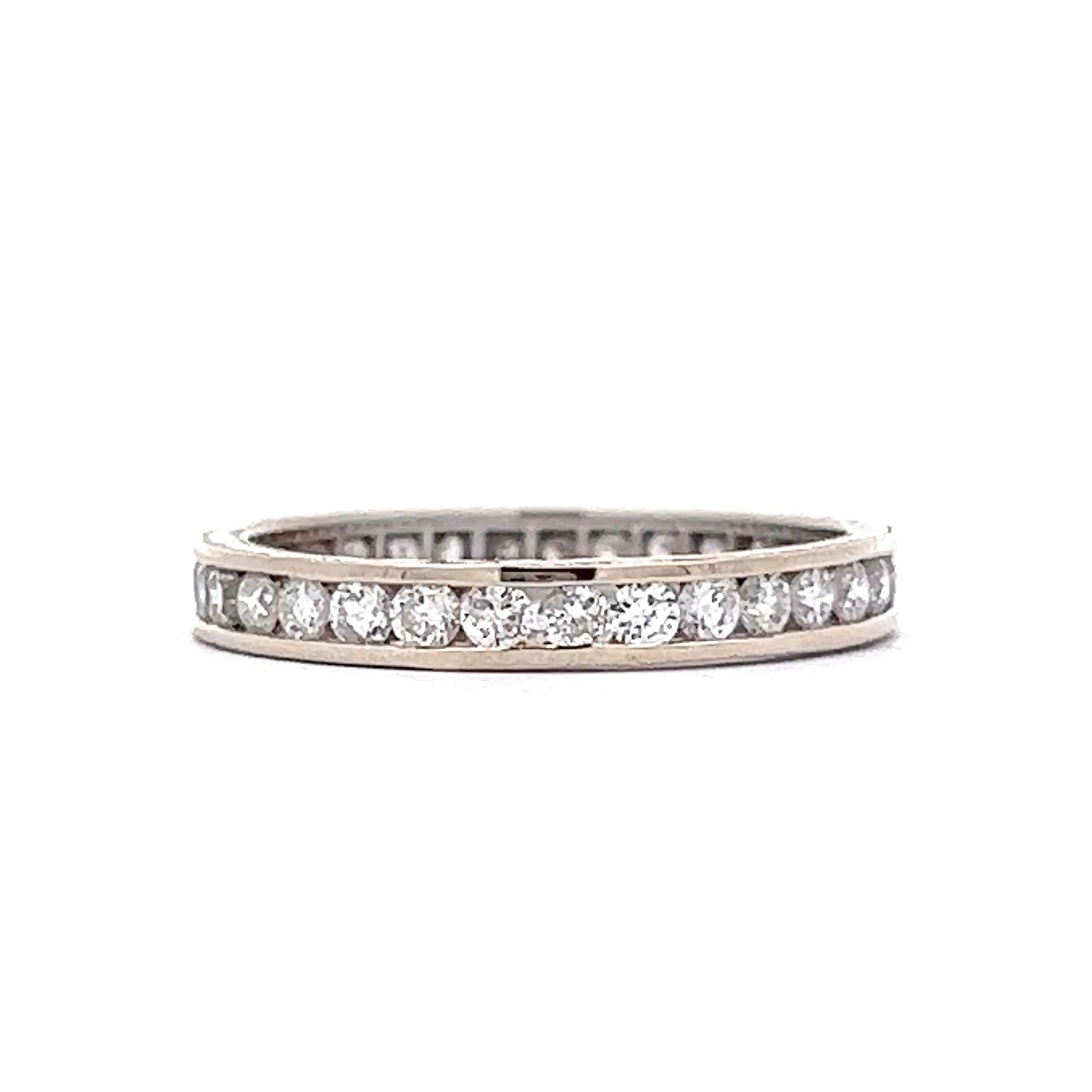 .80 Engraved Diamond Eternity Band in 14k White Gold