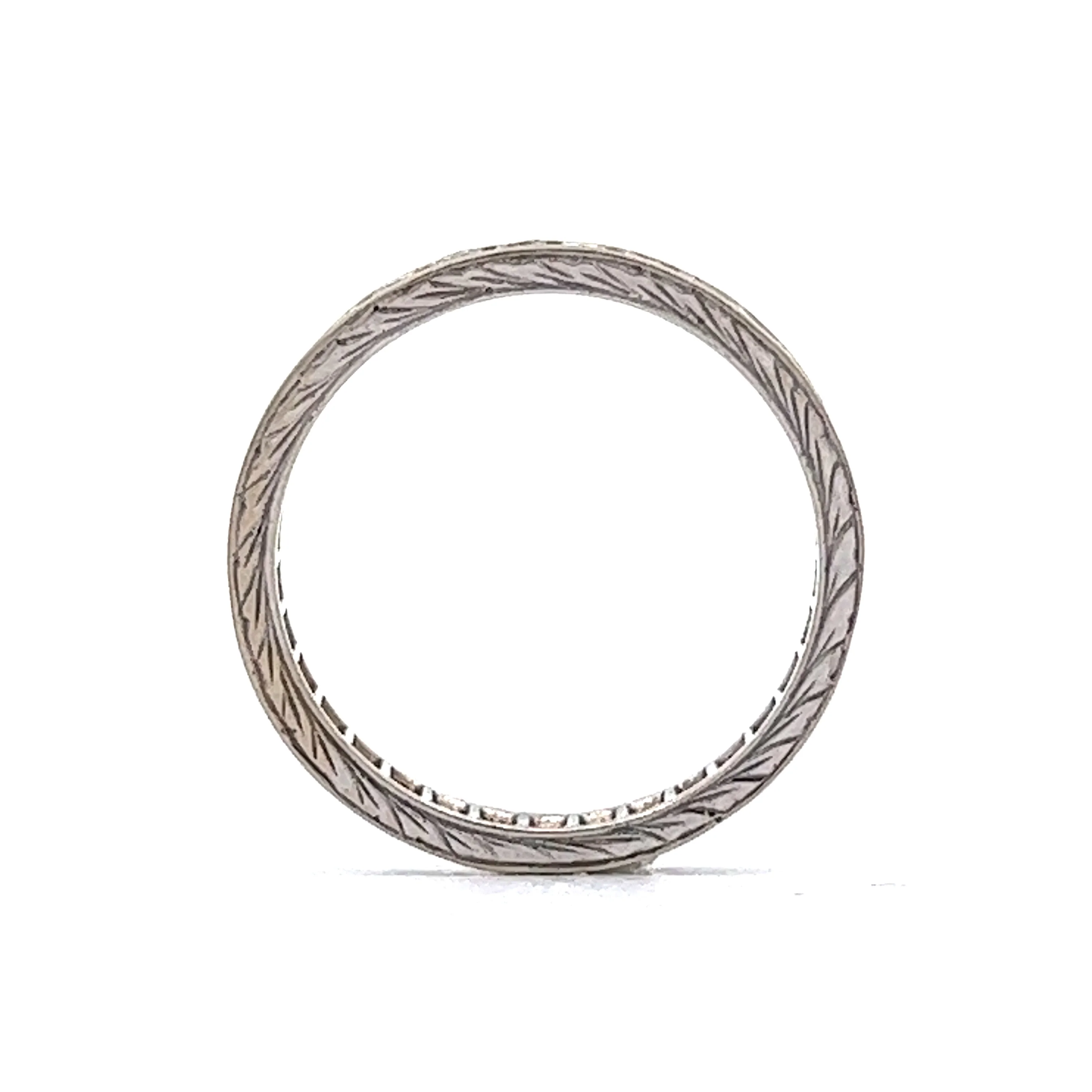 .80 Engraved Diamond Eternity Band in 14k White Gold - Image 4