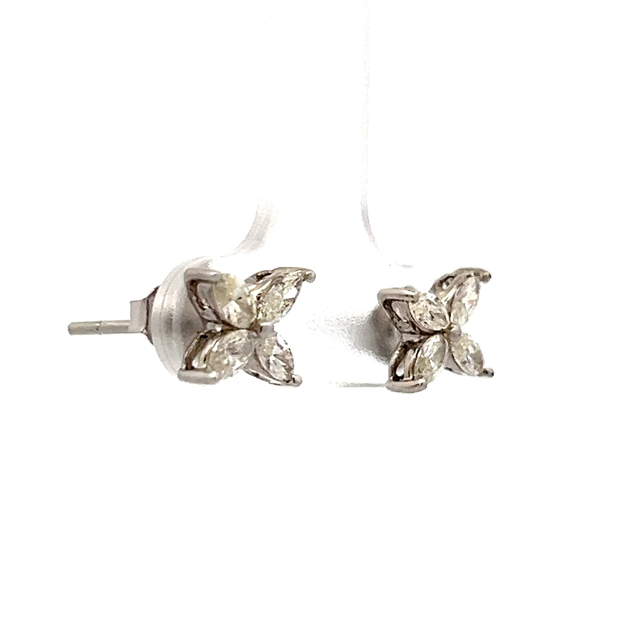 .80 Marquis Diamond Cluster Stud Earrings in 18k - Image 3