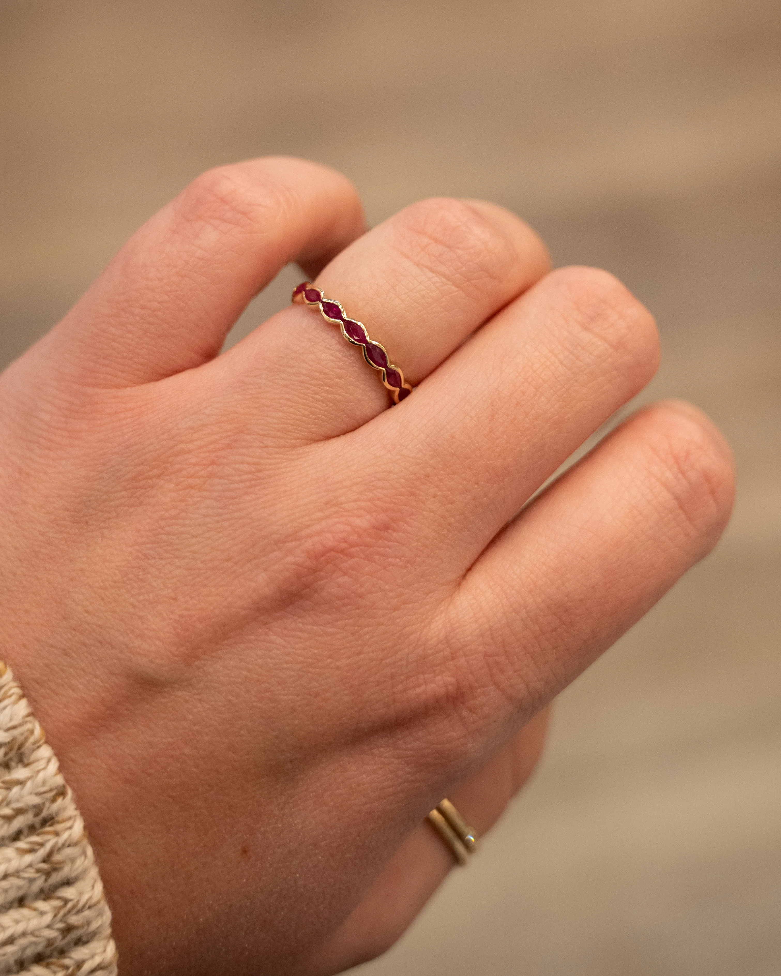 .80 Marquise Cut Ruby Wedding Band 14k - Image 7