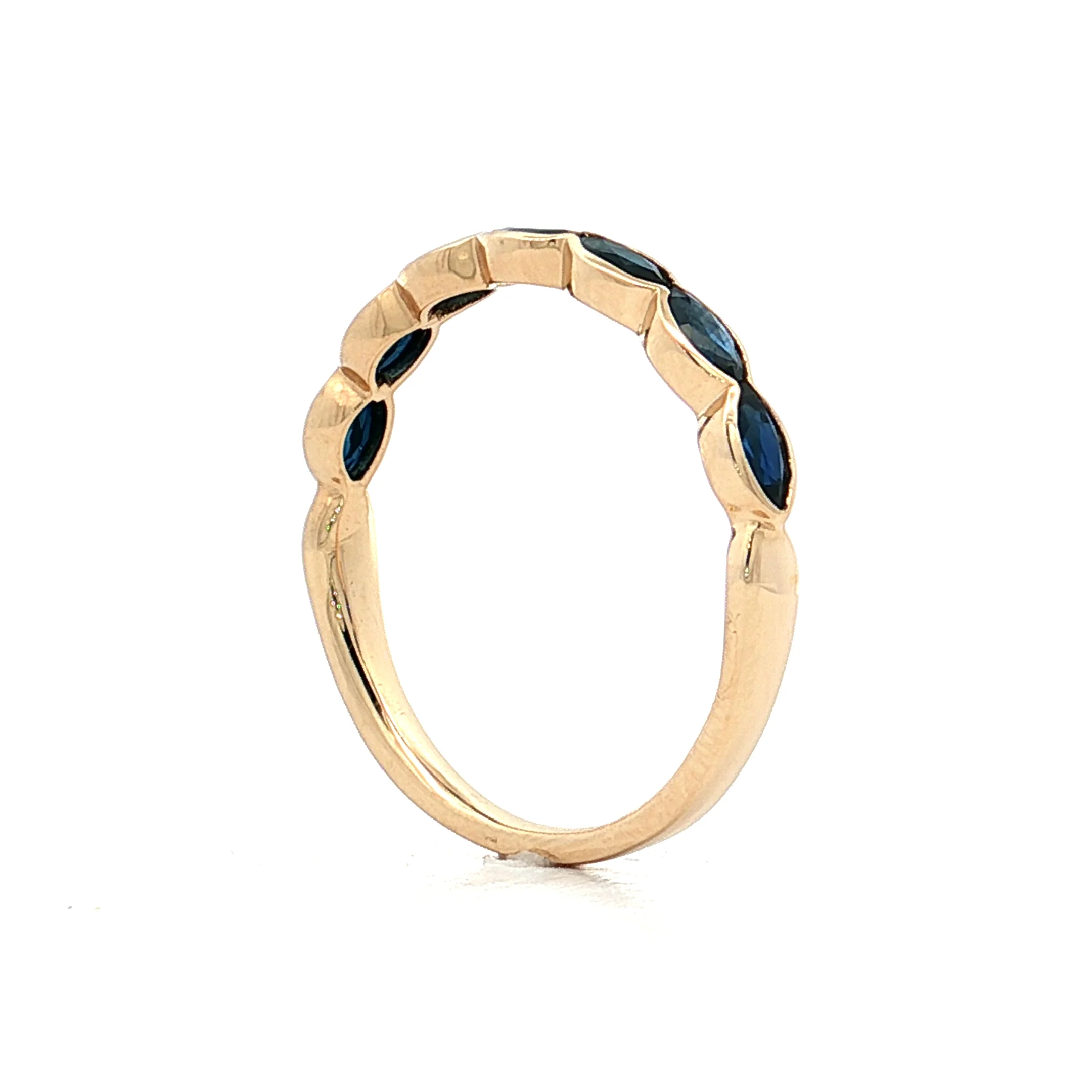 .80 Marquise Cut Sapphire Wedding Band 14k - Image 5