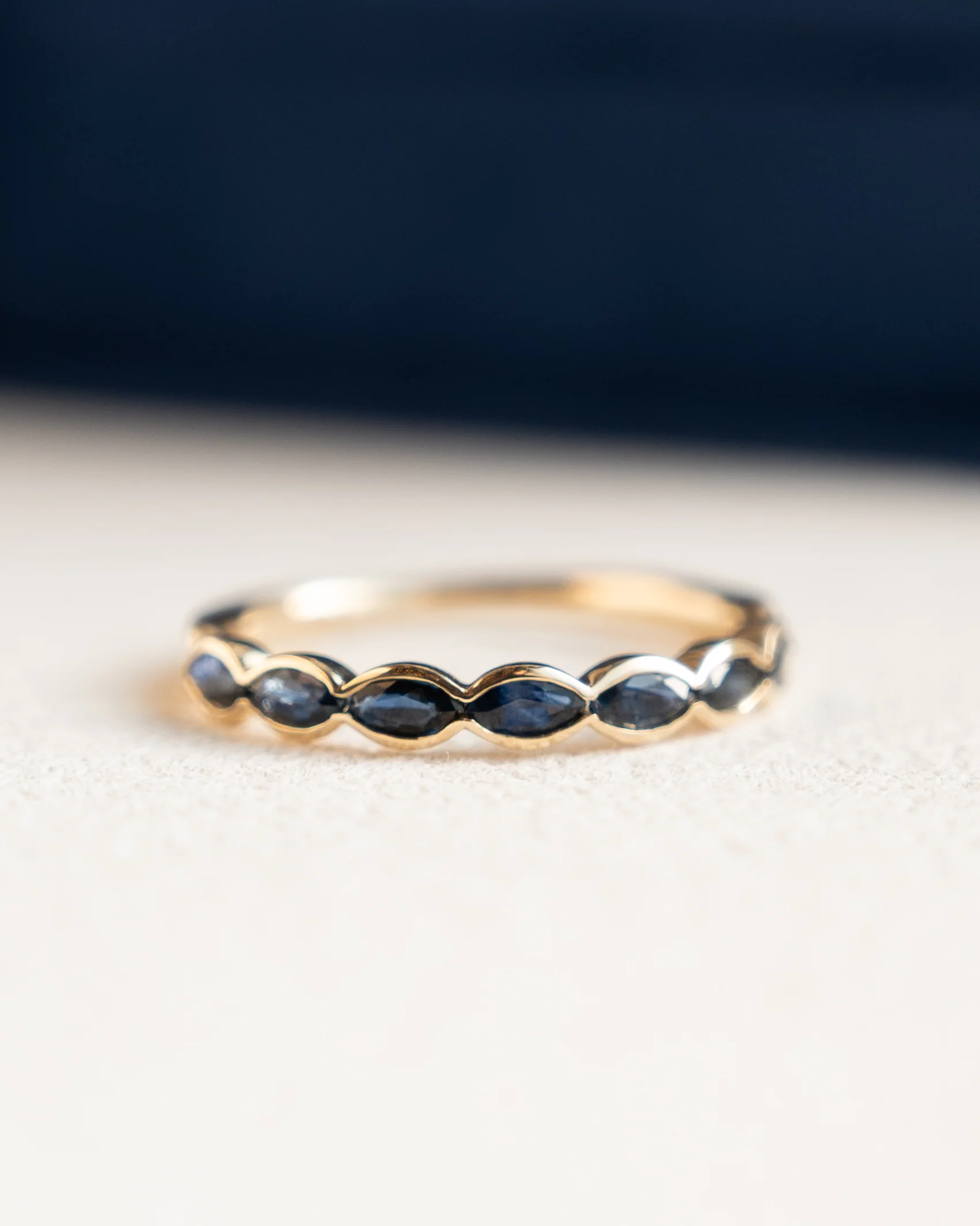 .80 Marquise Cut Sapphire Wedding Band 14k - Image 6