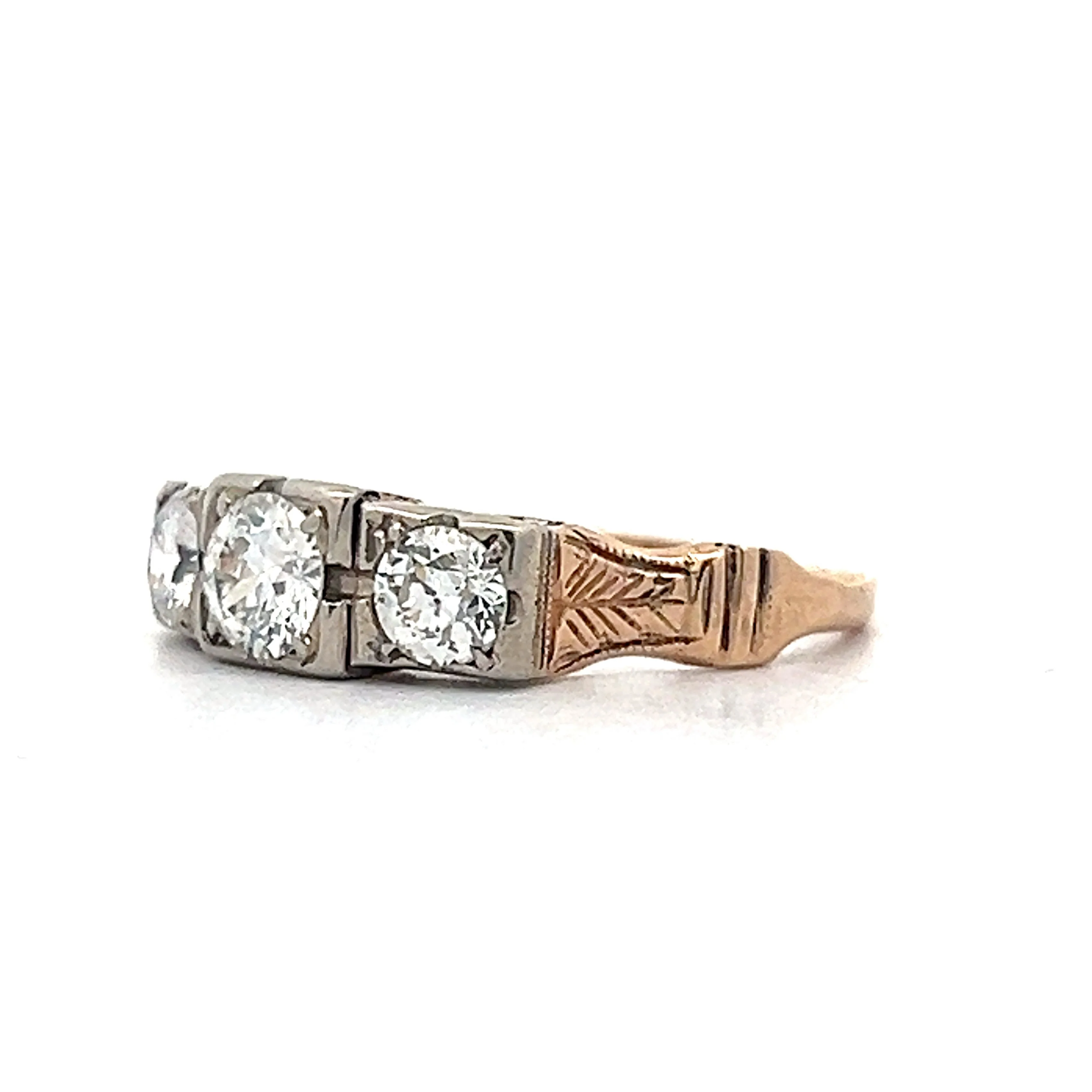 .80 Retro Old European Diamond Three Stone Engagement Ring - Image 2