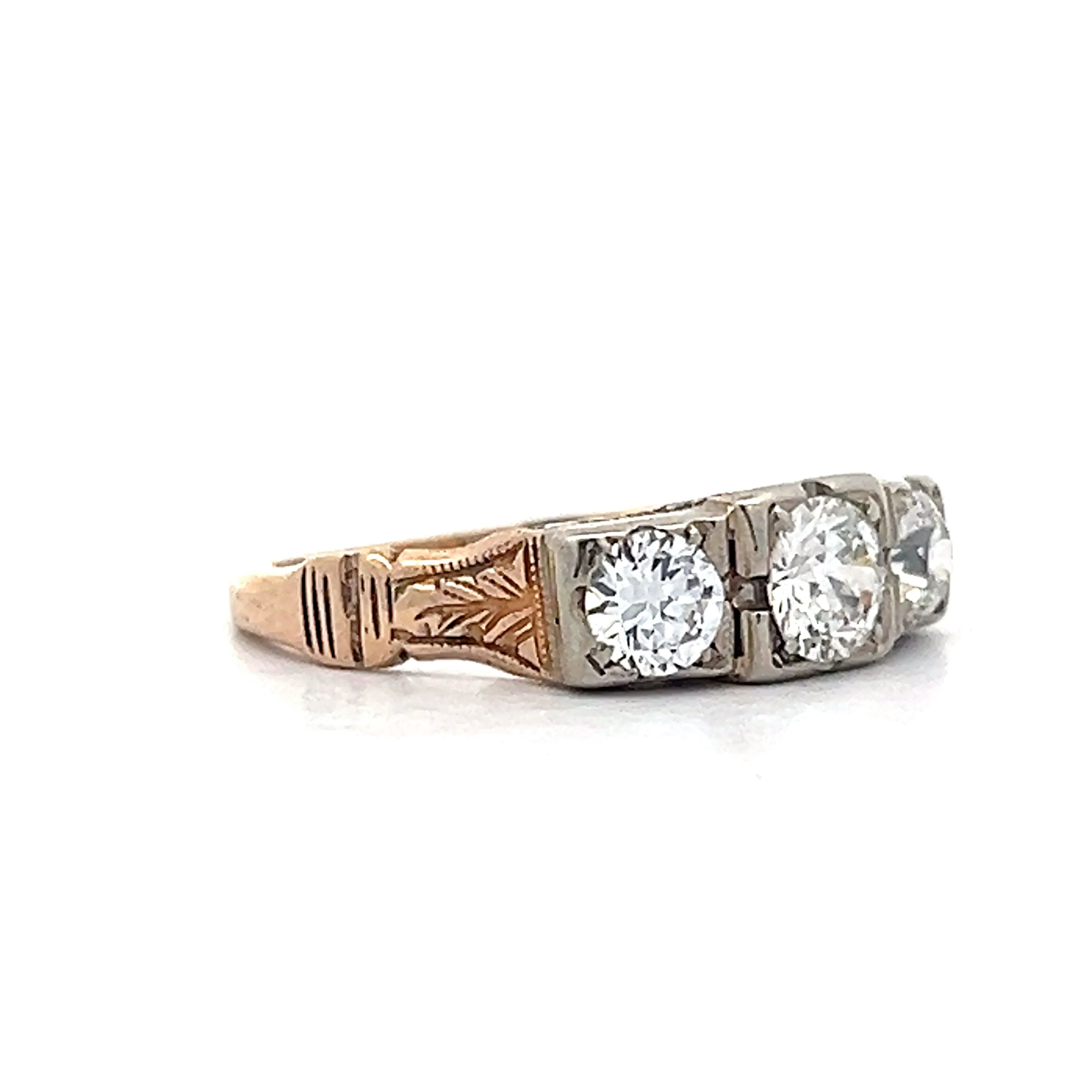 .80 Retro Old European Diamond Three Stone Engagement Ring - Image 3