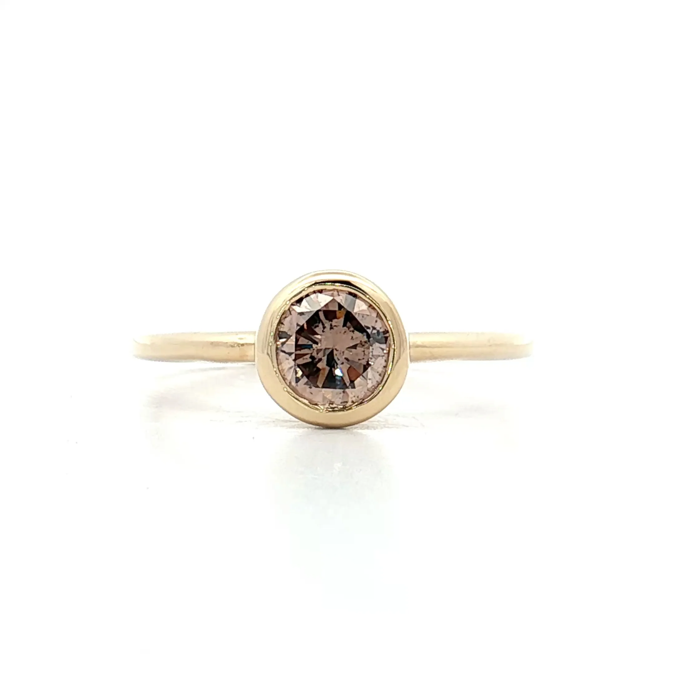 .80 Solitaire Champagne Diamond Engagement Ring 14k